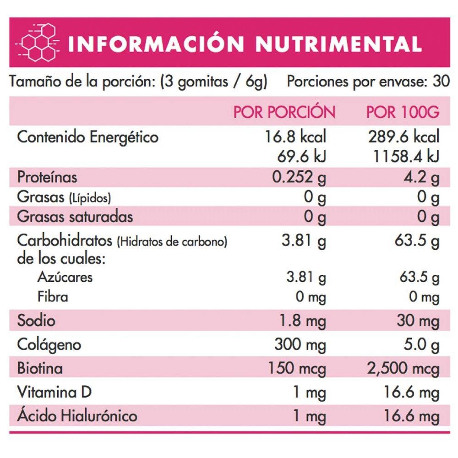 Biotina+Colágeno+Acido Hialuronico+Vit D GO-MMY (3 frascos) Fresa
