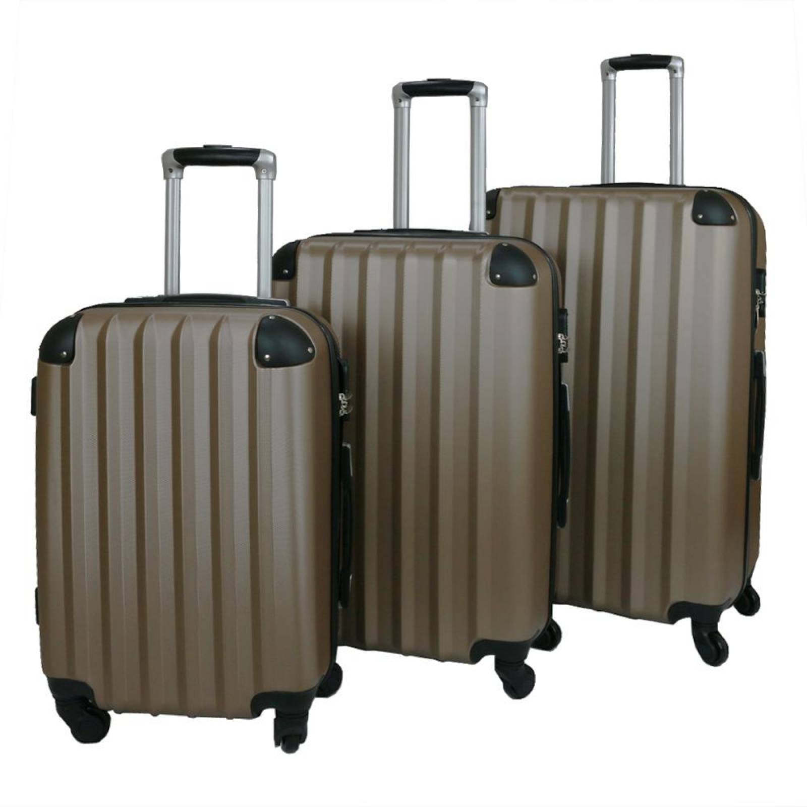 Set De 3 Maletas Rígidas Abs Ouyue 4 Ruedas(CL) Dorado