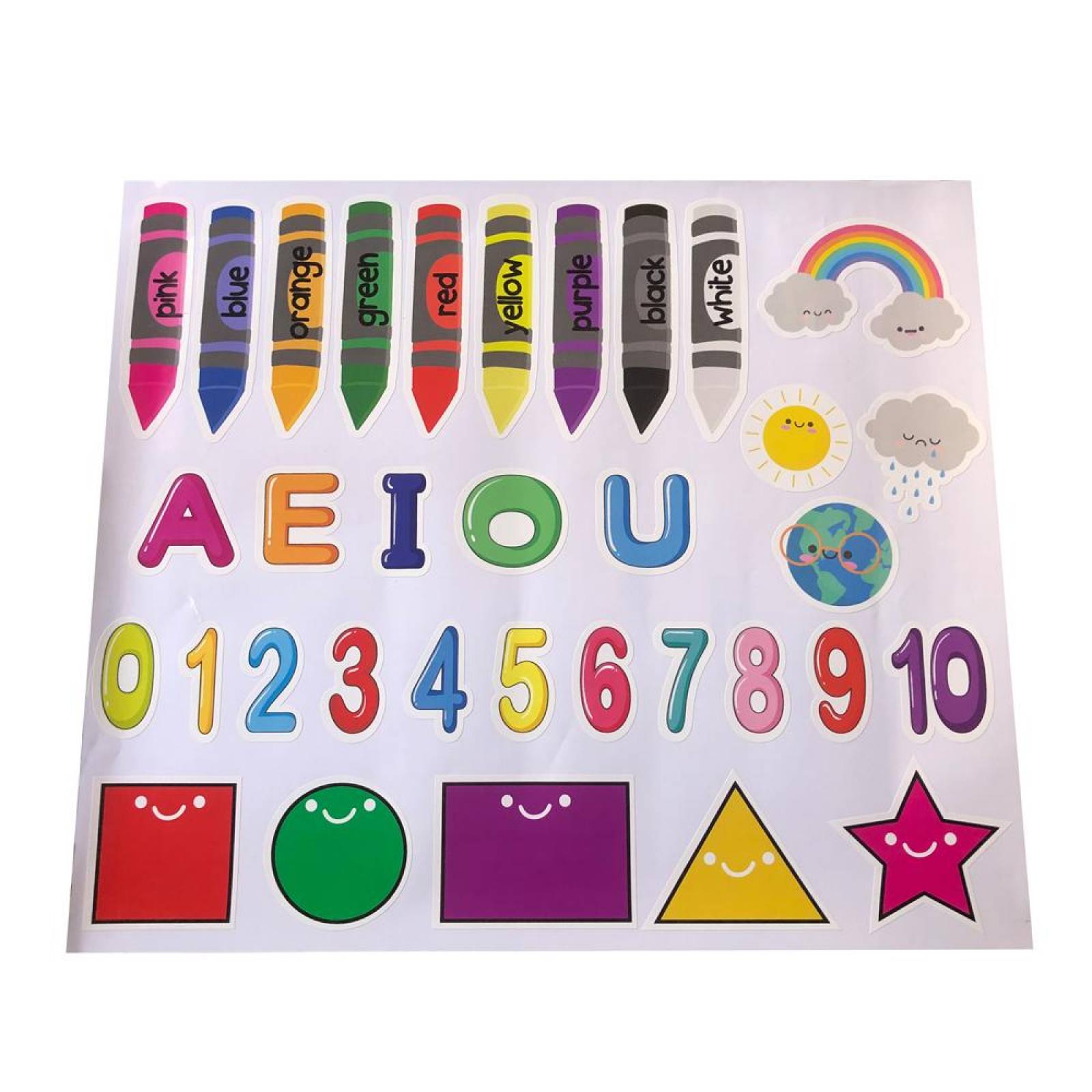 Plantillas de aprendizaje adheribles para niños ABC-Numeros(CL) Vocales