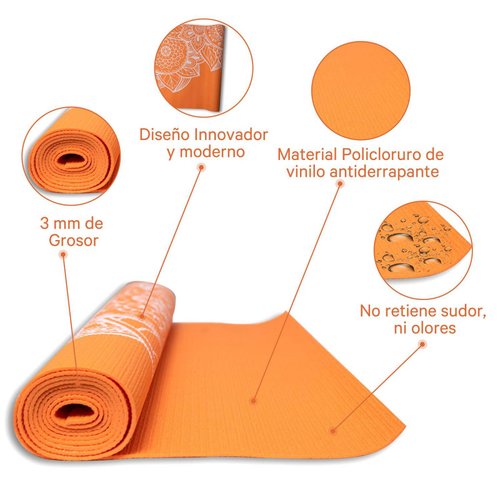 Set 12 Tapetes para practicar Yoga 3 mm Fuxion Sports Naranja Unitalla