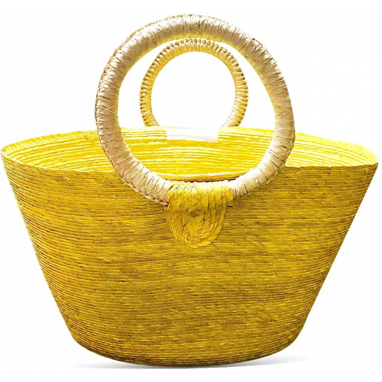 Bolsa de mimbre artesanal hecha a mano Maya Amarillo