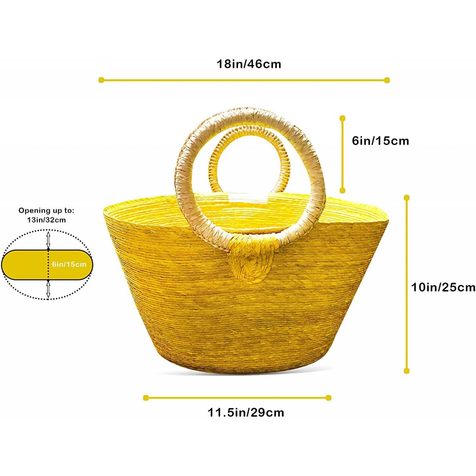 Bolsa de mimbre artesanal hecha a mano Maya Amarillo