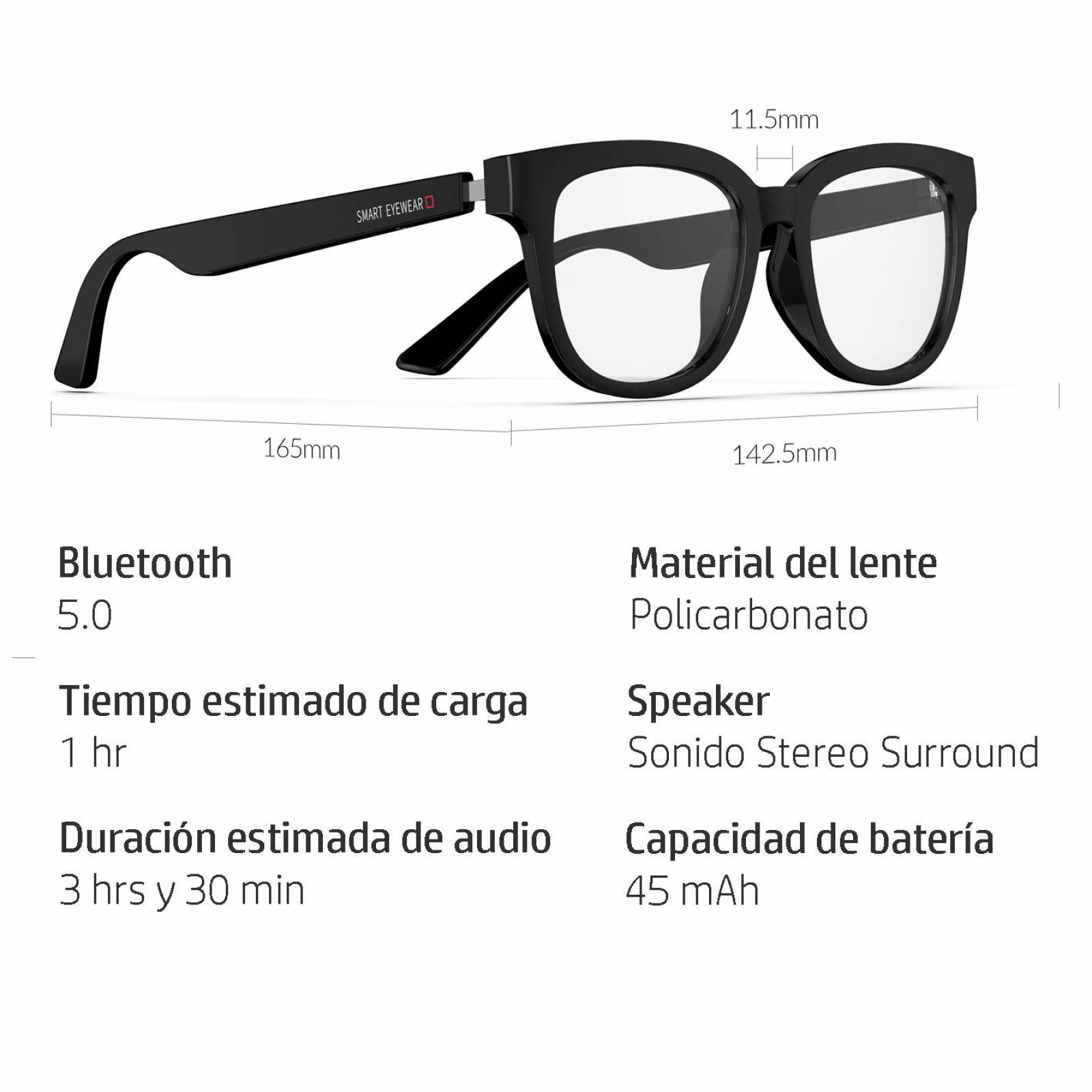 Lentes Smart con Audio Integrado Bluetooth 5.0 Plateado