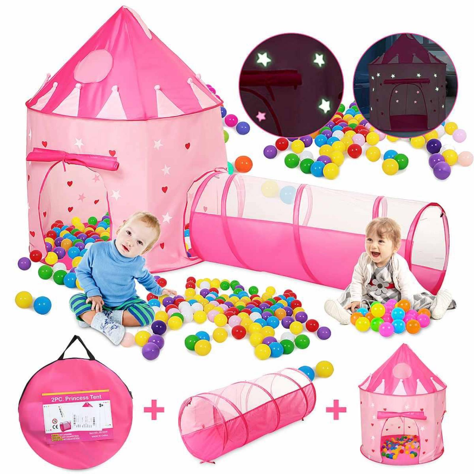 Tienda Carpa Infantil Castillo de Princesa con Tunel RE1201P Rosa Unitalla