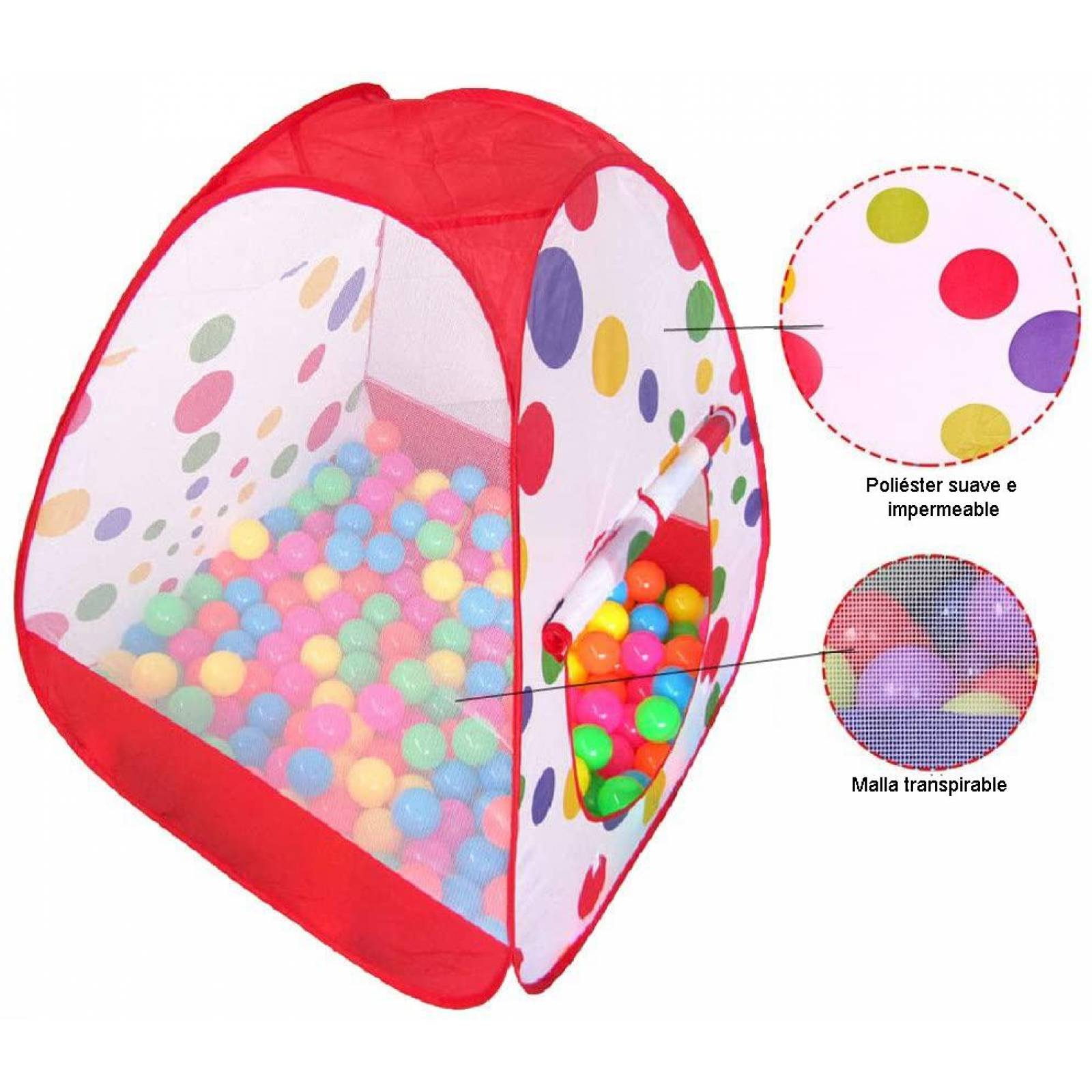 Carpa Tienda Indios Tipi Polka Niños Blanco Unitalla