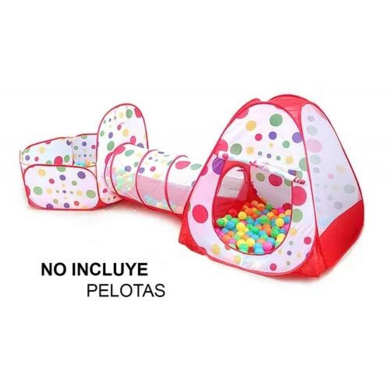 Tunel Gusano Alberca de pelotas 3 en 1 Rojo Unitalla