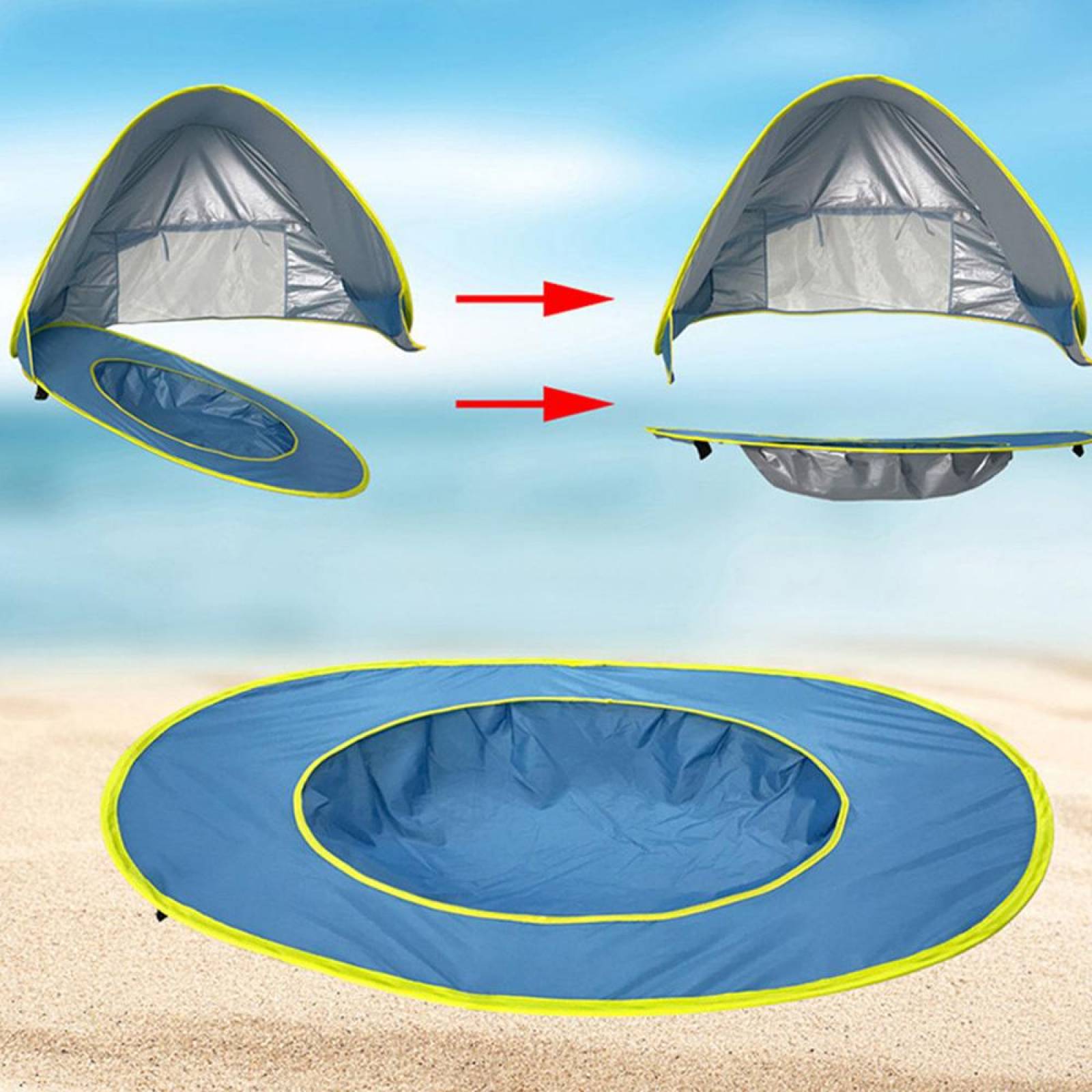 Carpa Tienda de Playa para Bebé Portátil Azul Unitalla