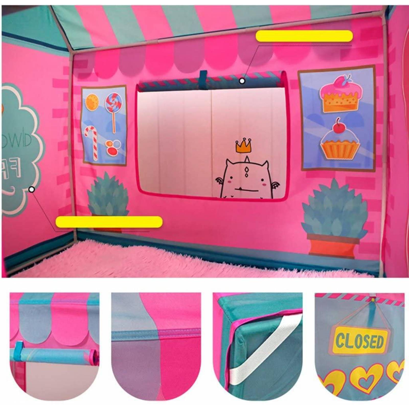 Carpa Tienda Infantil Casa de Helados Plegable Rosa Unitalla