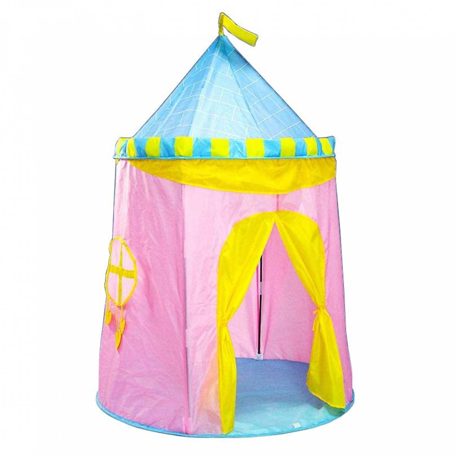 Carpa Tienda Infantil Castillo con Banderín Plegable Rosa Unitalla