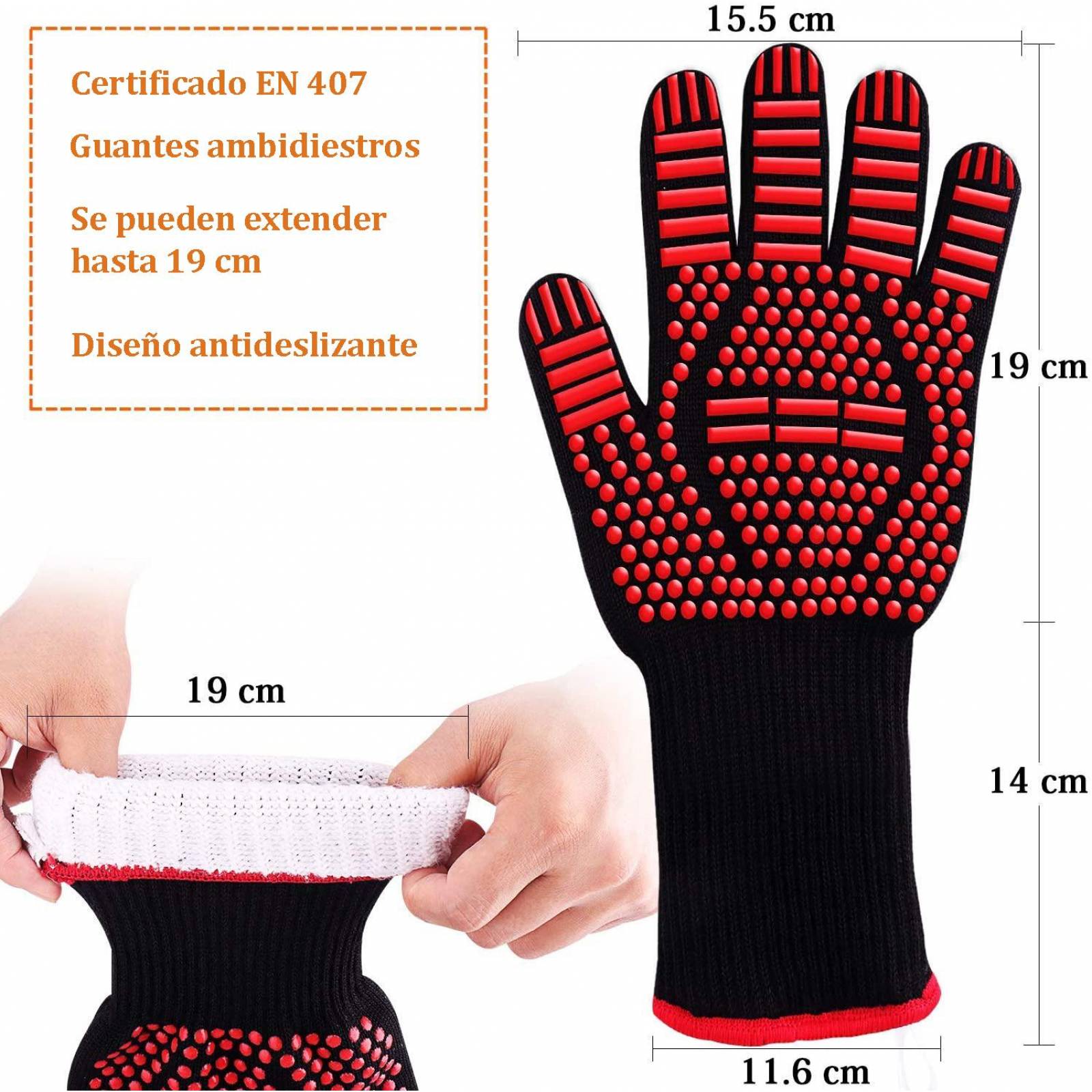 Guantes para horno o barbacoa resistentes al calor 