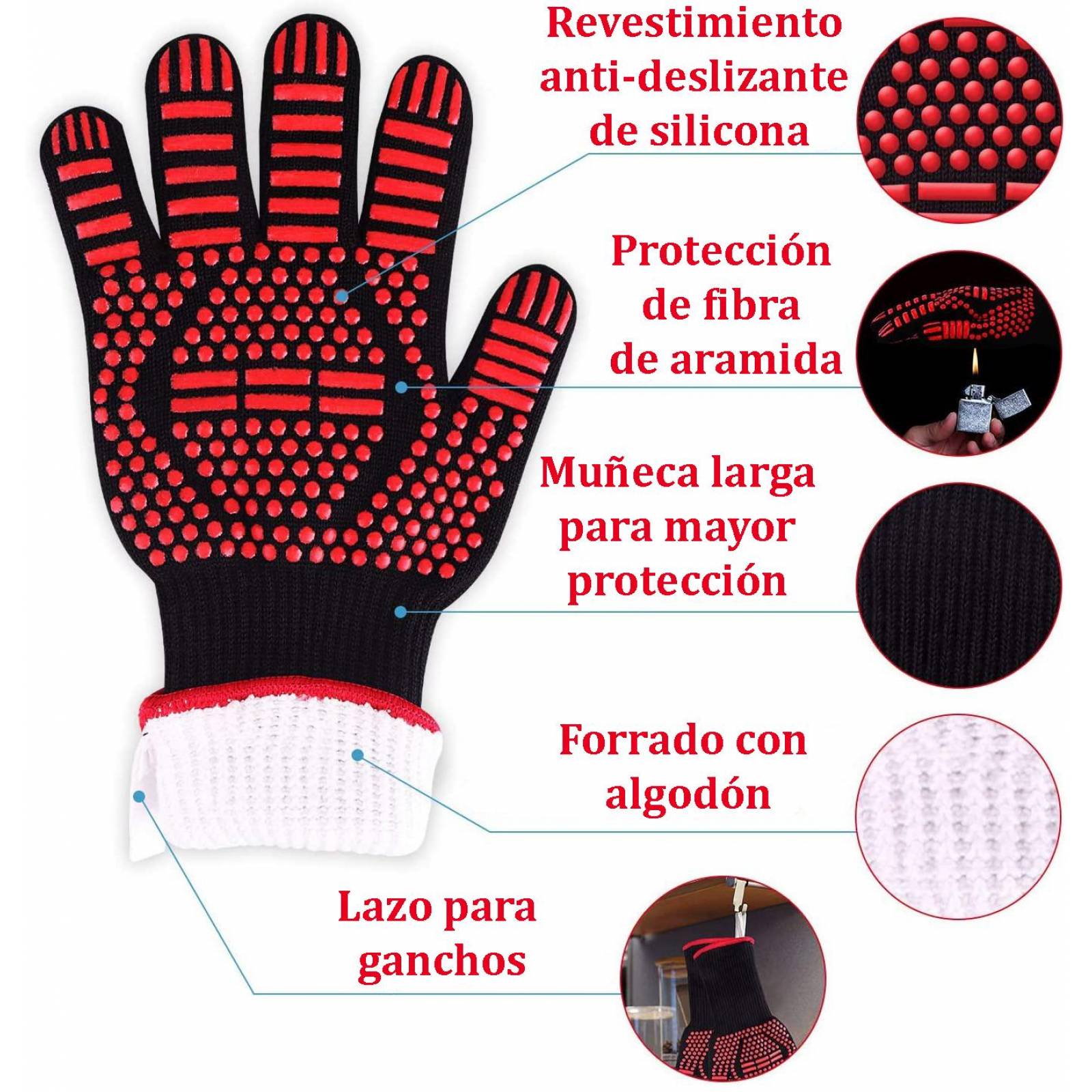 Guantes para horno o barbacoa resistentes al calor 