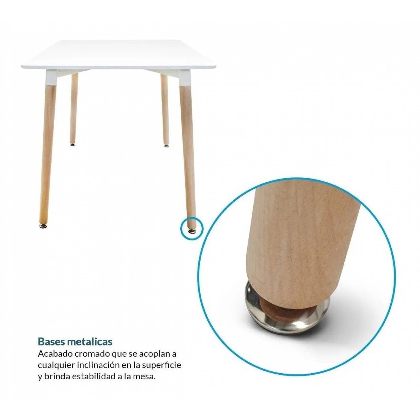 Set de Comedor Mesa con 4 Sillas Estilo Nórdico Blanco