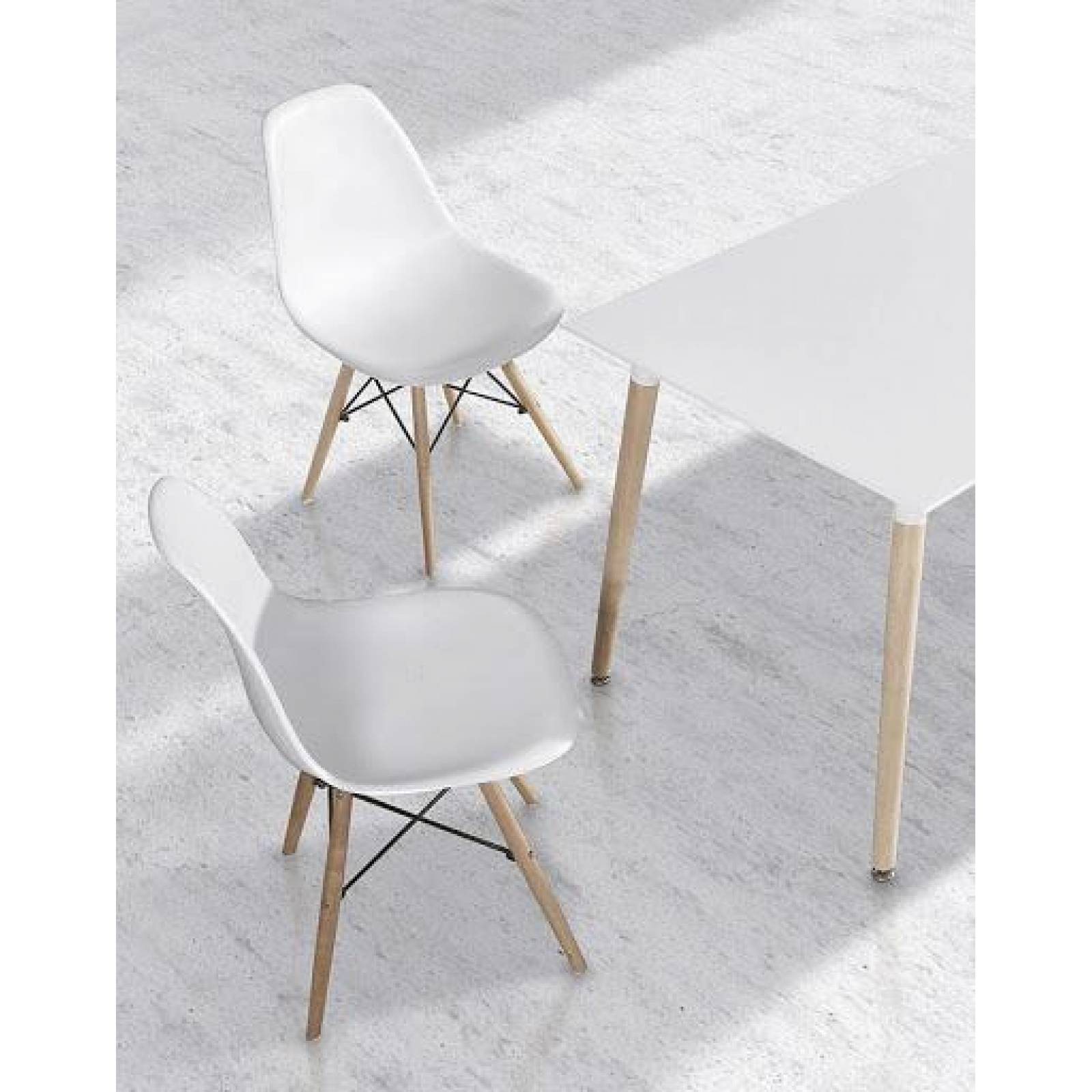 Set de Comedor Mesa con 4 Sillas Estilo Nórdico Blanco