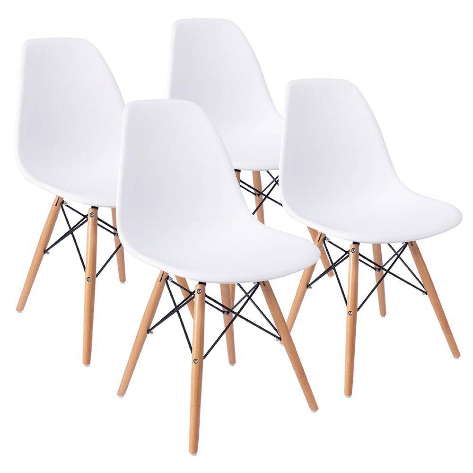 Set de 4 Sillas tipo Eames Minimalista para Comedor Blanco