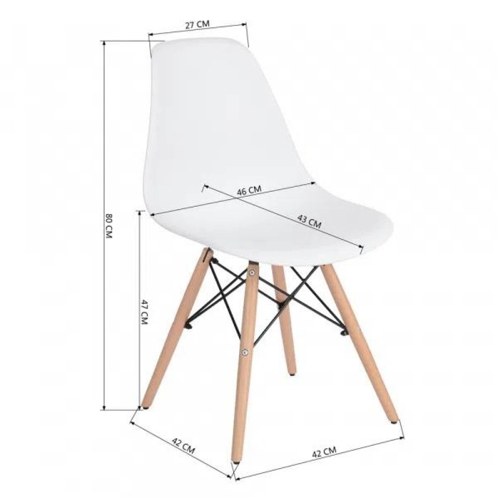 Set de 4 Sillas tipo Eames Minimalista para Comedor Blanco