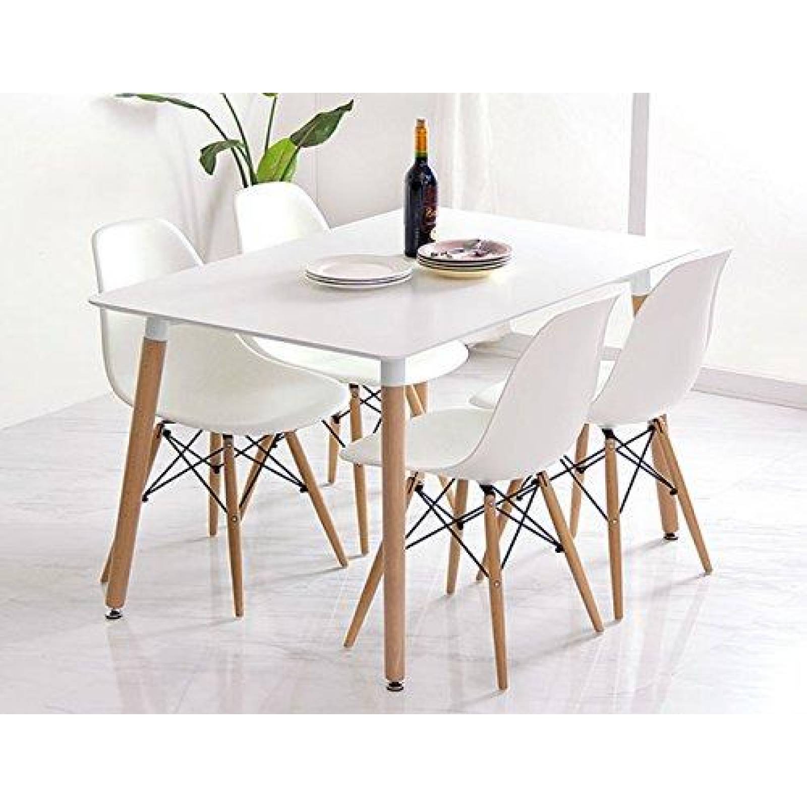 Set de 4 Sillas tipo Eames Minimalista para Comedor Blanco