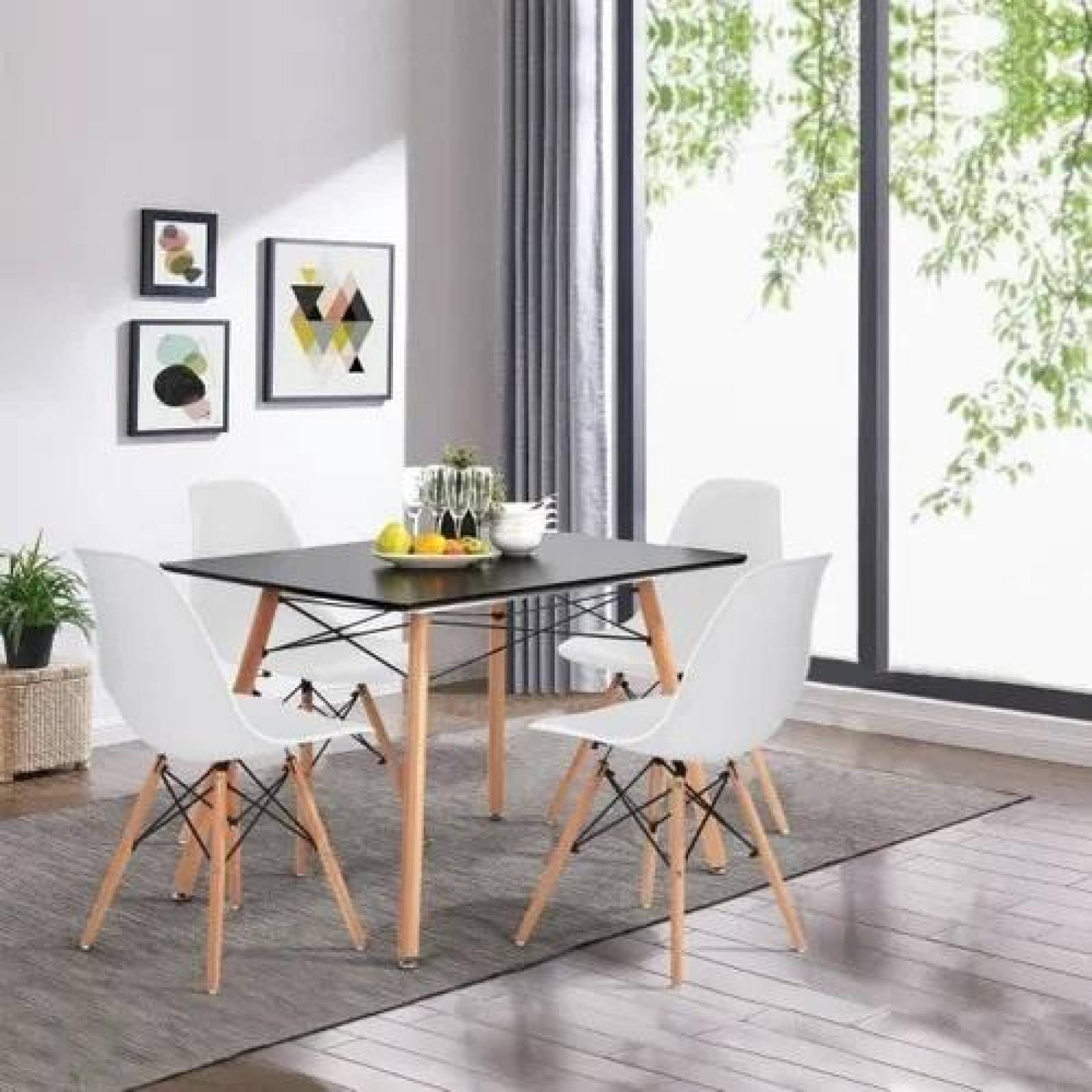 Set de 4 Sillas tipo Eames Minimalista para Comedor Blanco