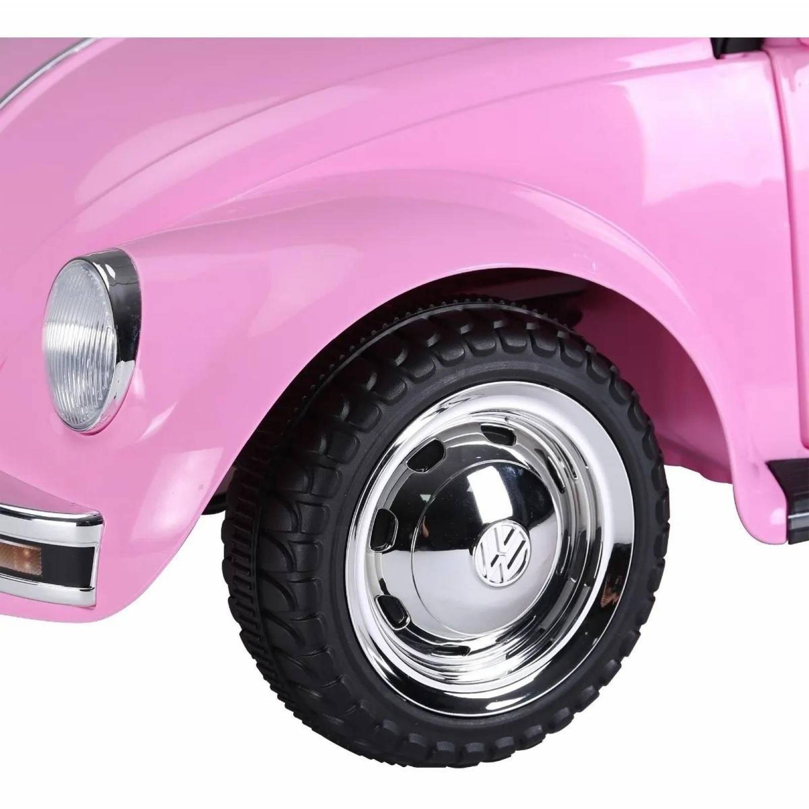 Carrito Montable Eléctrico Volkswagen Beetle 12v Rosa Unitalla