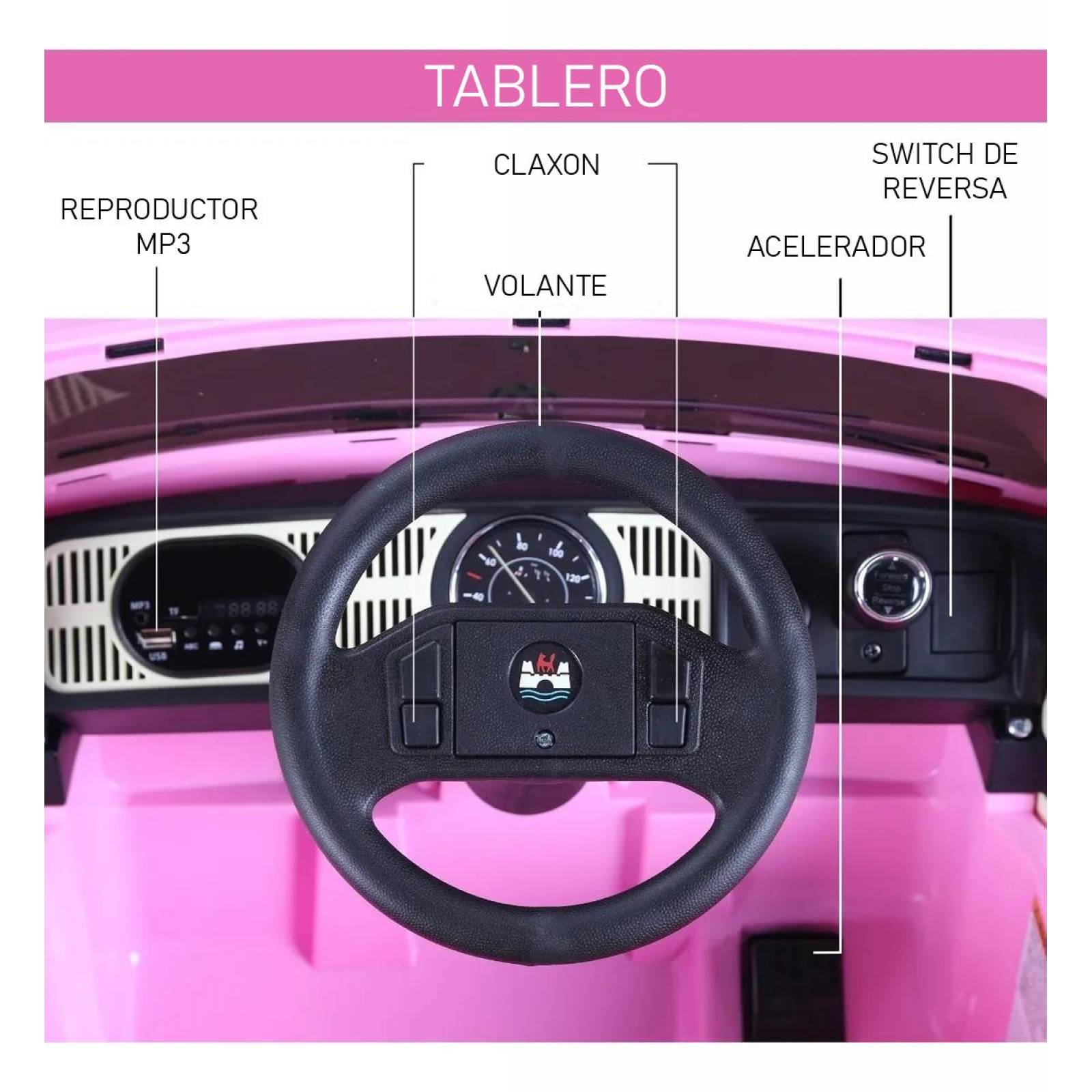 Carrito Montable Eléctrico Volkswagen Beetle 12v Rosa Unitalla