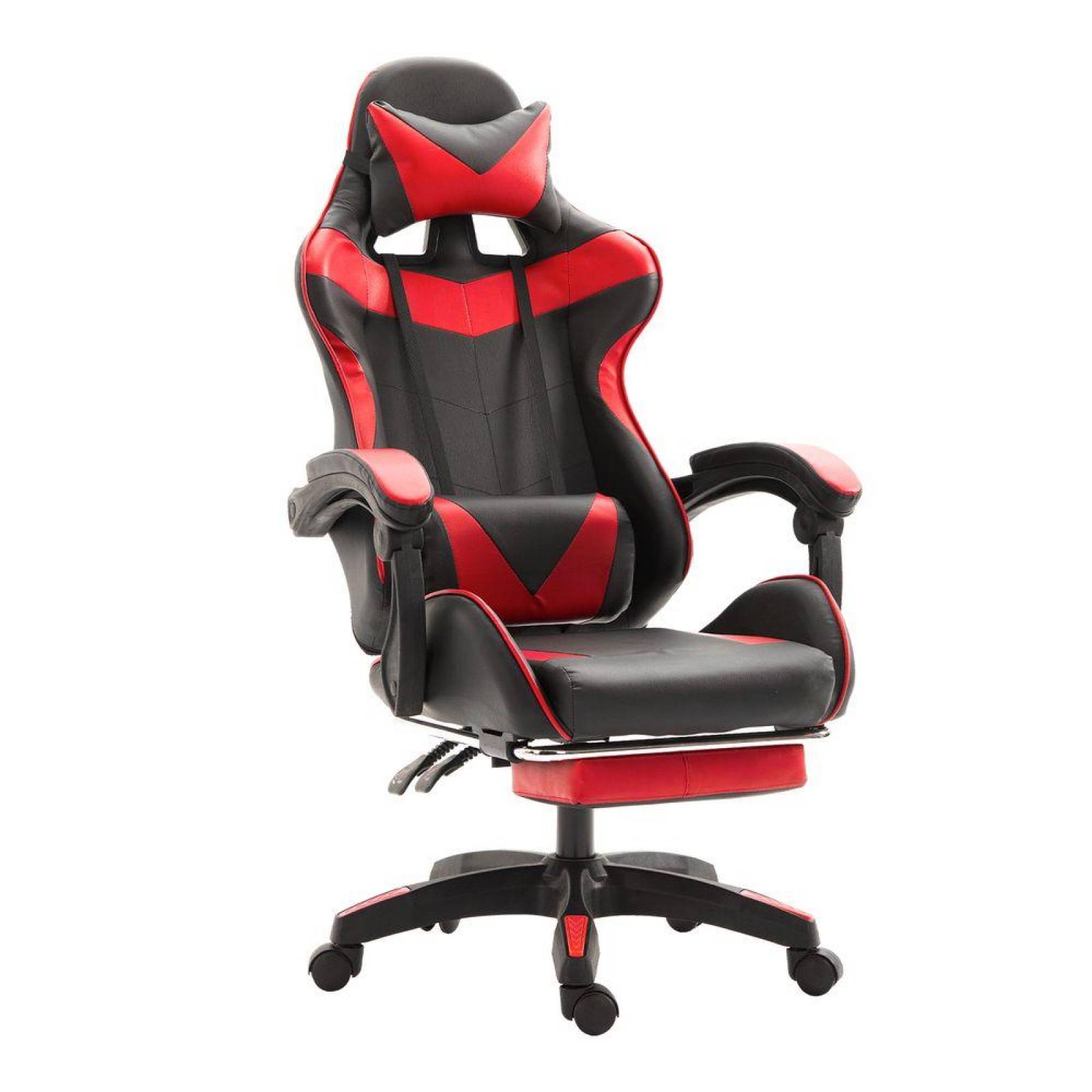 Silla Gamer Ergonómica Reclinable Con Descansa Pies Rojo Grande