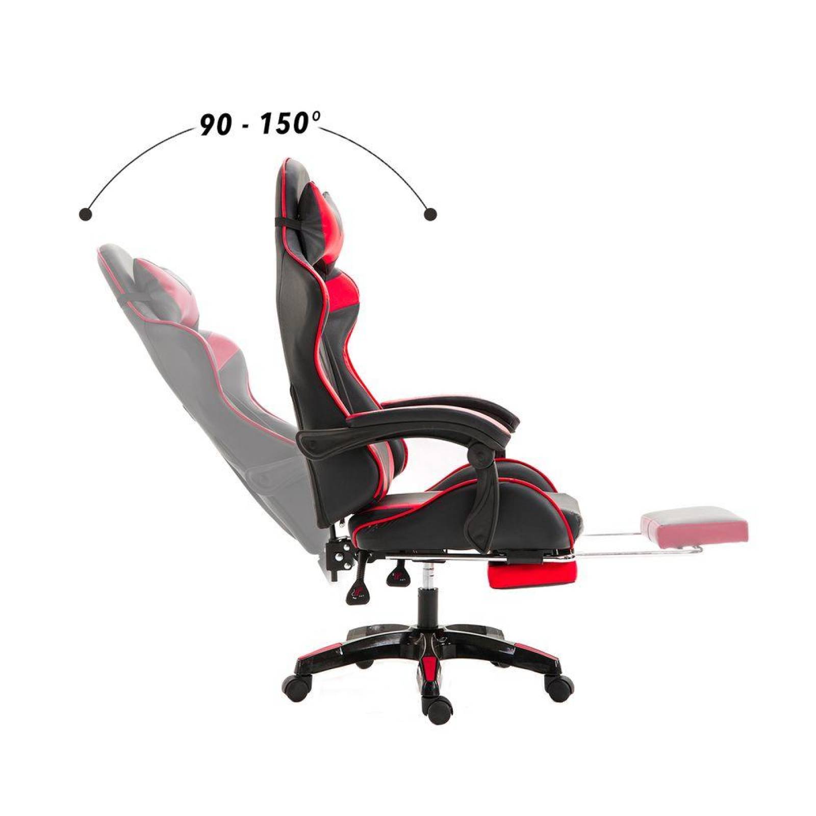 Silla Gamer Ergonómica Reclinable Con Descansa Pies Rojo Grande