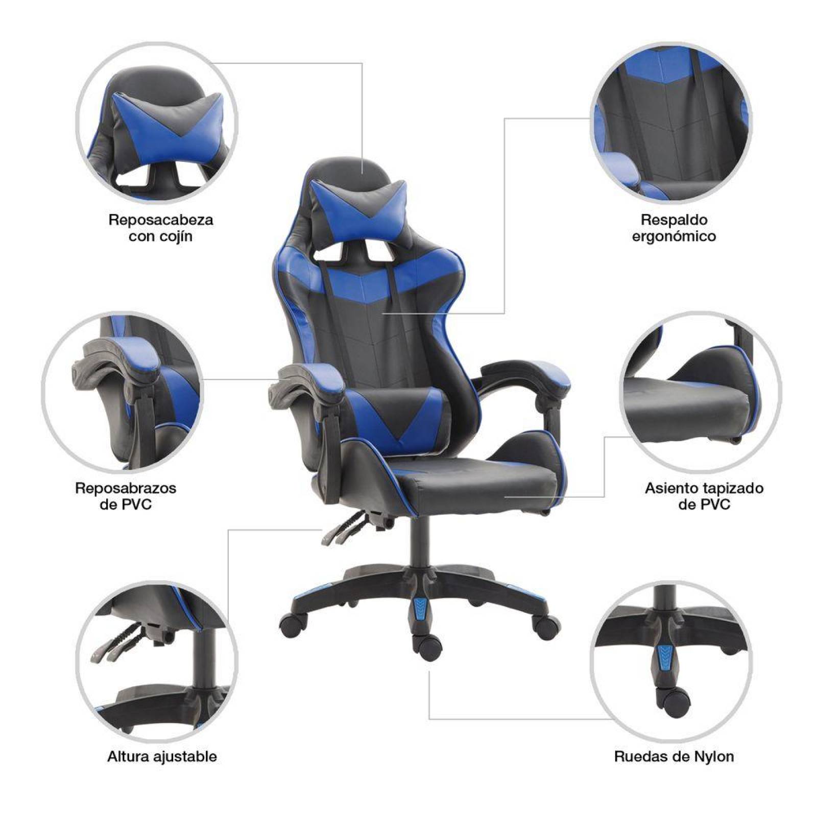 Silla Gamer Escritorio Ergonómica Reclinable Azul