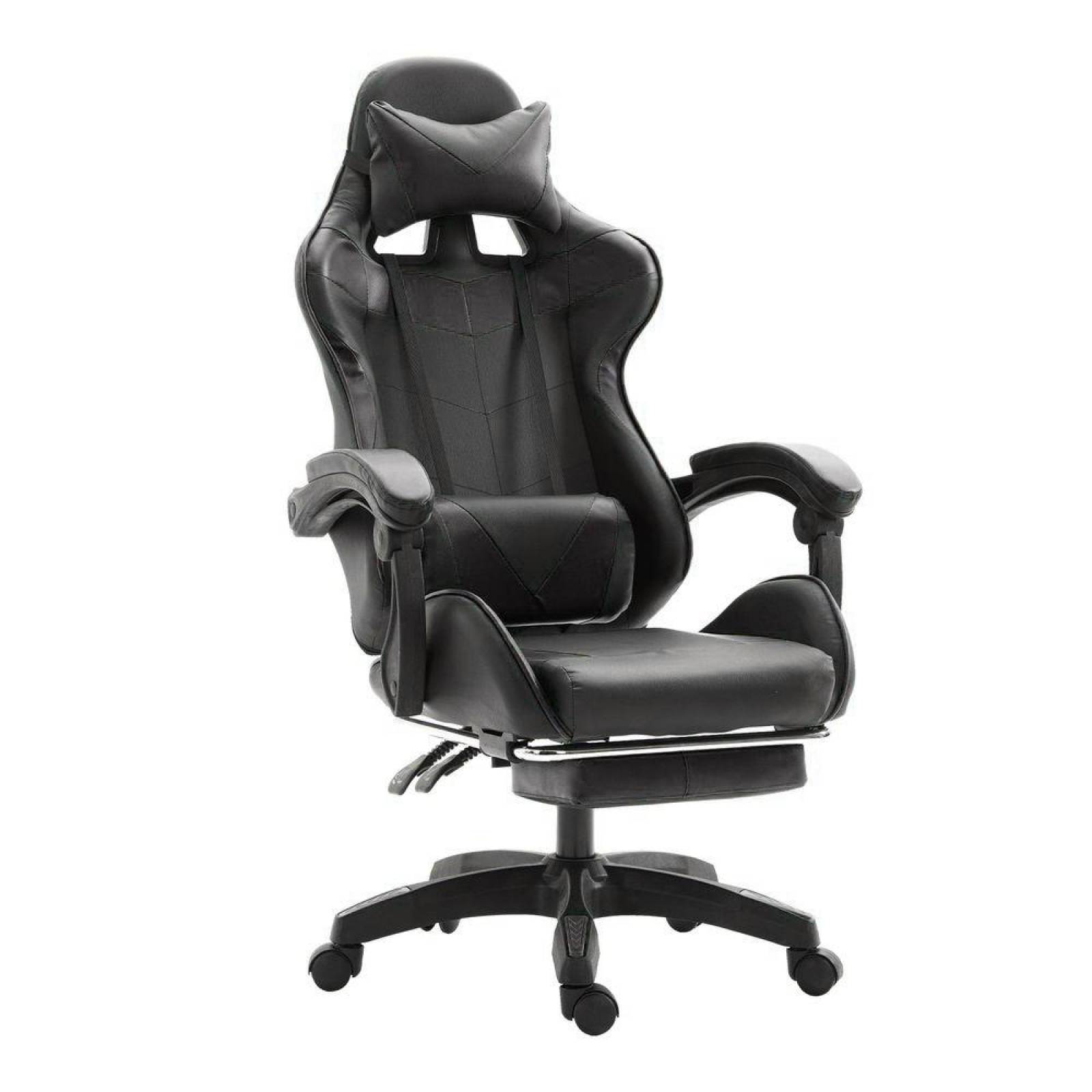 Silla Gamer Ergonómica Reclinable Con Descansa Pies Grande Negro