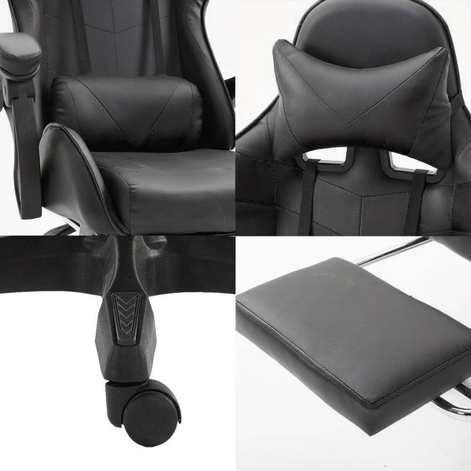 Silla Gamer Ergonómica Reclinable Con Descansa Pies Grande Negro