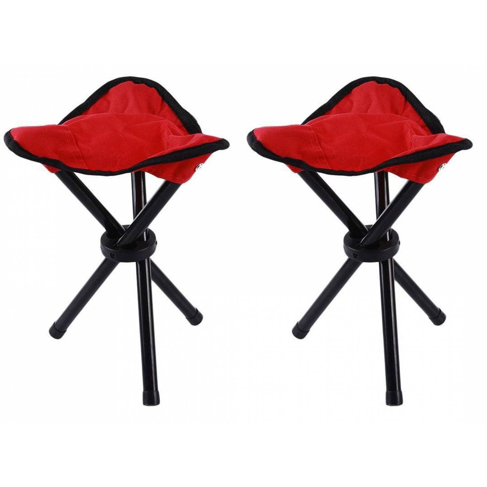 Set De 2 Bancos plegables portátil tipo taburete para playa y camping Rojo