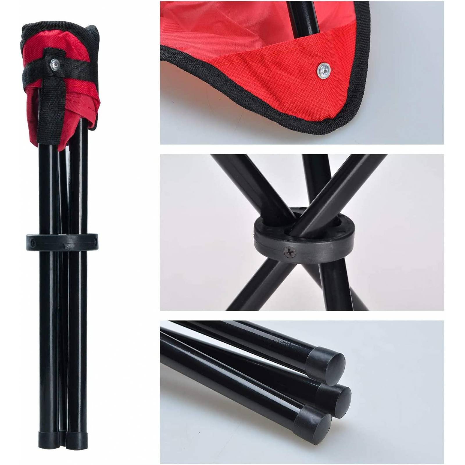 Set De 2 Bancos plegables portátil tipo taburete para playa y camping Rojo