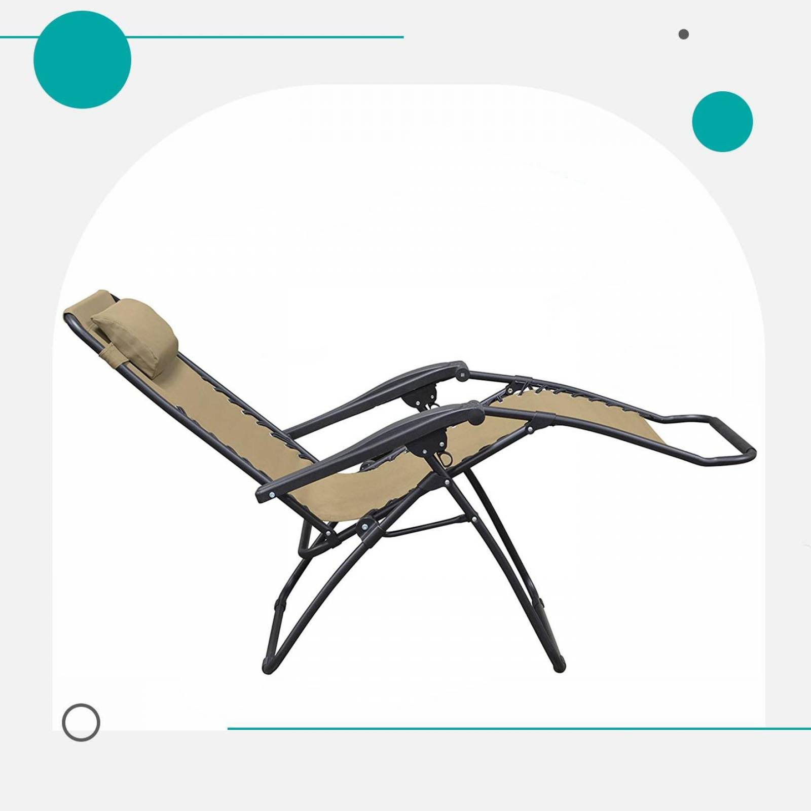 Set De 2 Sillas Tipo Camastro Plegable Tecnologia Gravedad Cero Reclinable Beige