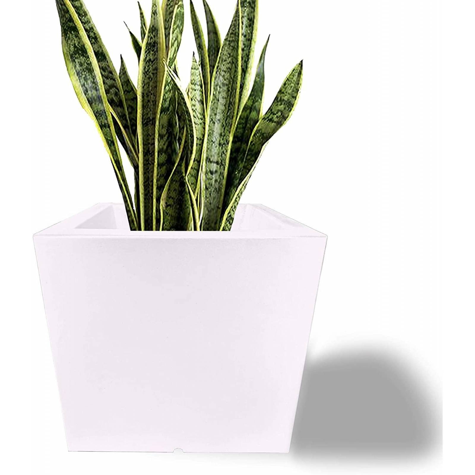 Maceta Plastico Resistente Cuadrada con Drenaje, 40 x 35 cm Blanco