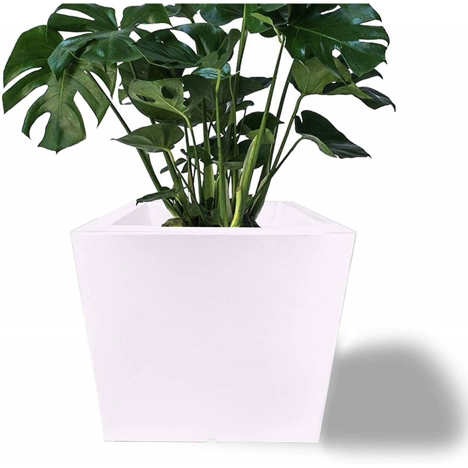 Maceta Plastico Resistente Cuadrada con Drenaje, 40 x 35 cm Blanco