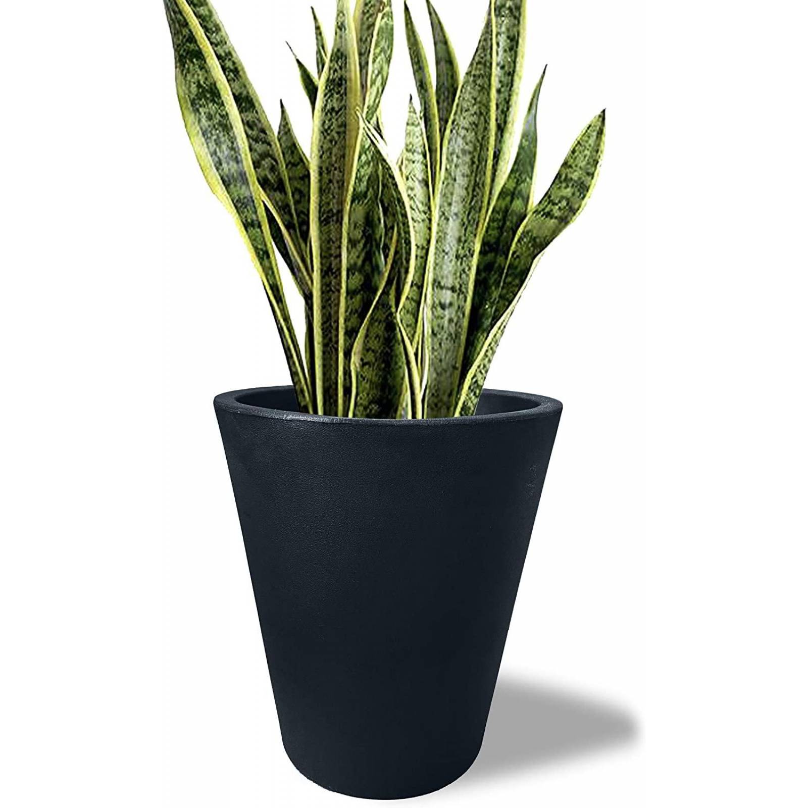 Maceta Plastico Redonda con Drenaje, 38 cm x 33 cm Negro