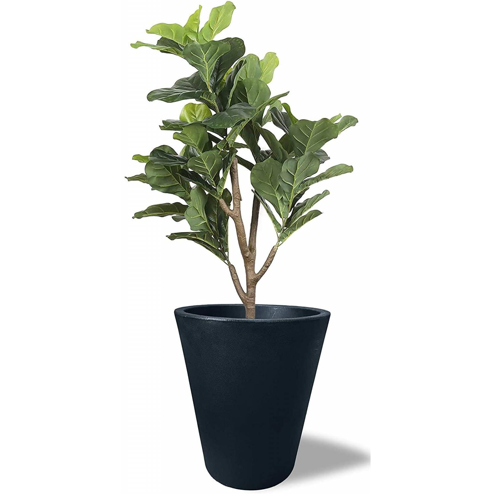 Maceta Plastico Redonda con Drenaje, 38 cm x 33 cm Negro