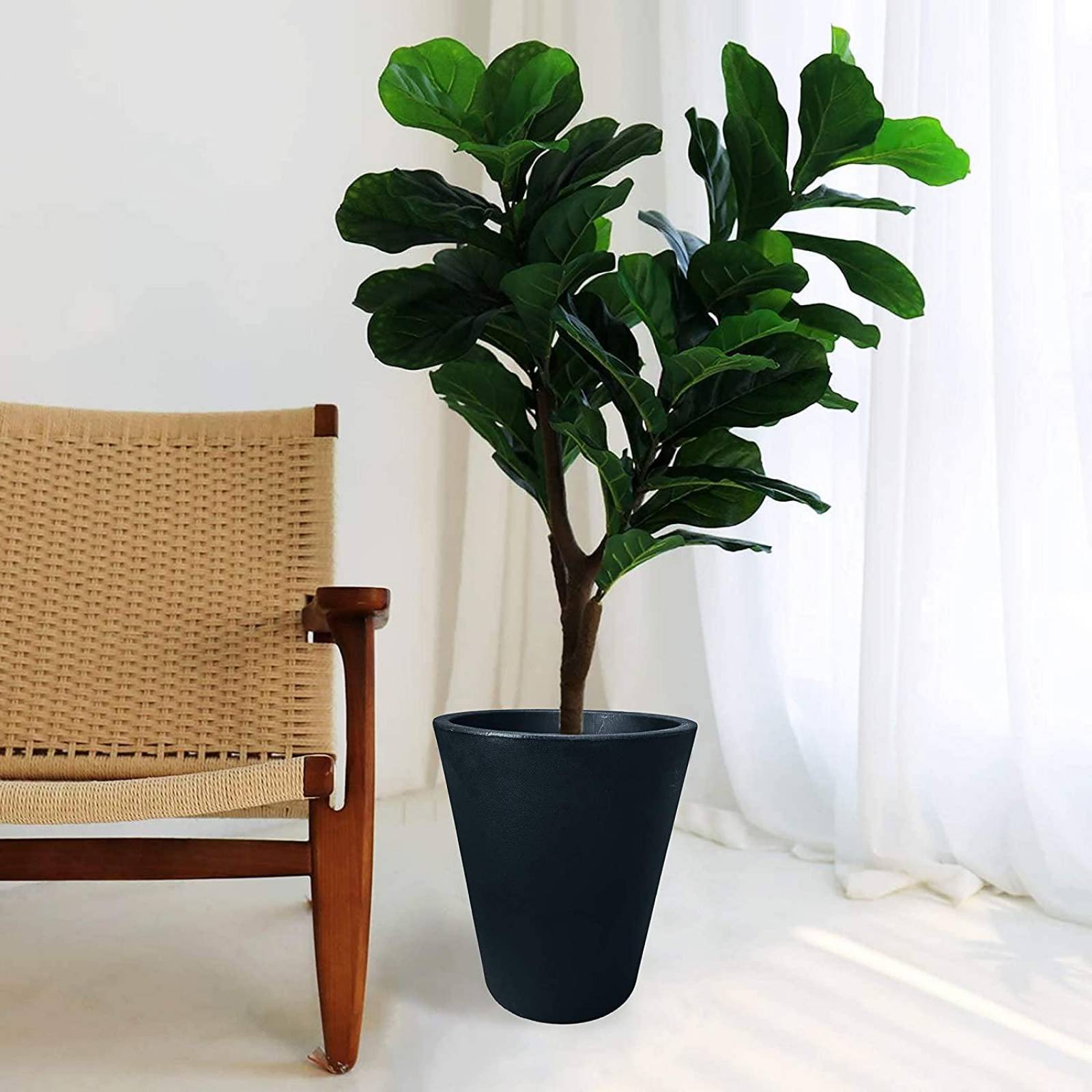 Maceta Plastico Redonda con Drenaje, 38 cm x 33 cm Negro