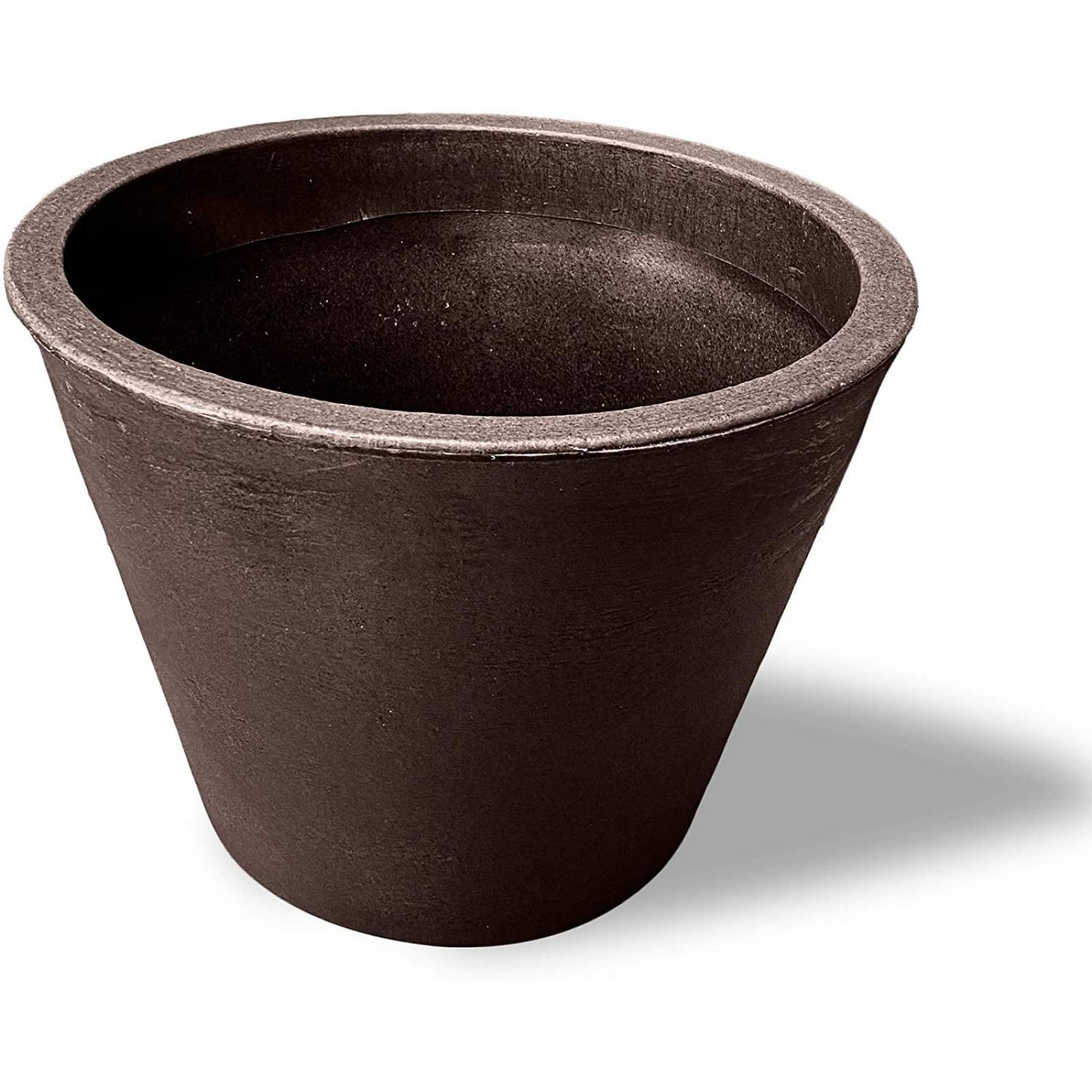 Macetero Redondo de 28 x 35 cm con Drenaje, Resistente Café