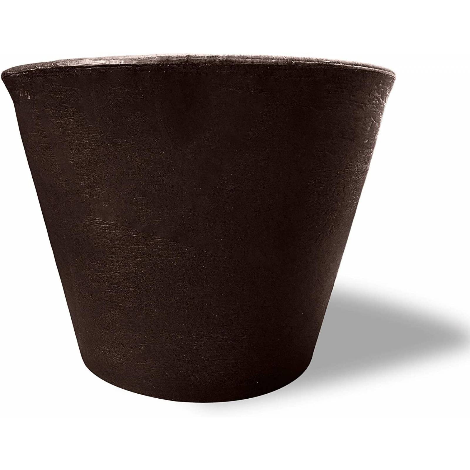 Macetero Redondo de 28 x 35 cm con Drenaje, Resistente Café