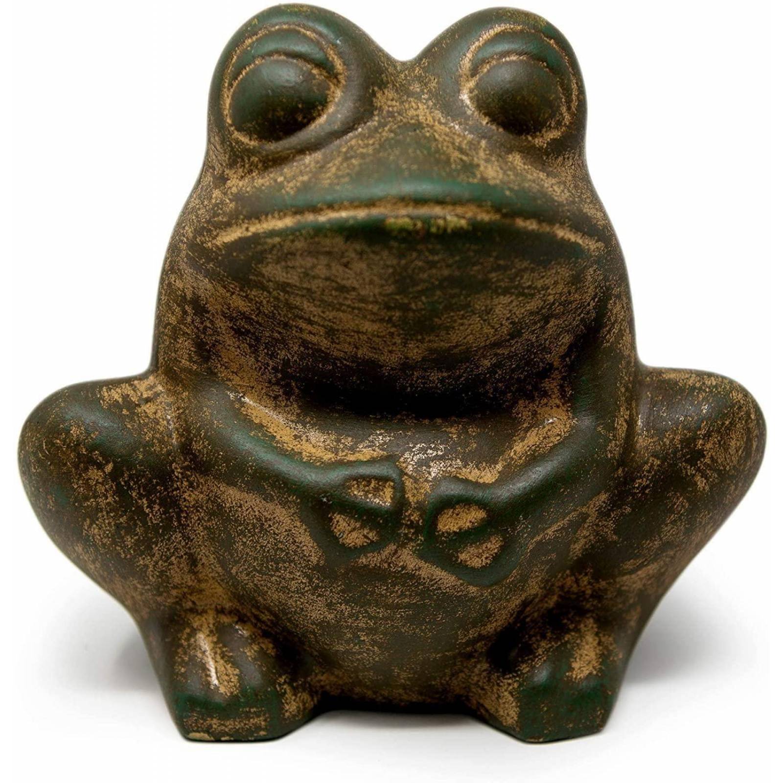Figura de Rana Ceramica para jardin 22.86 cm Verde