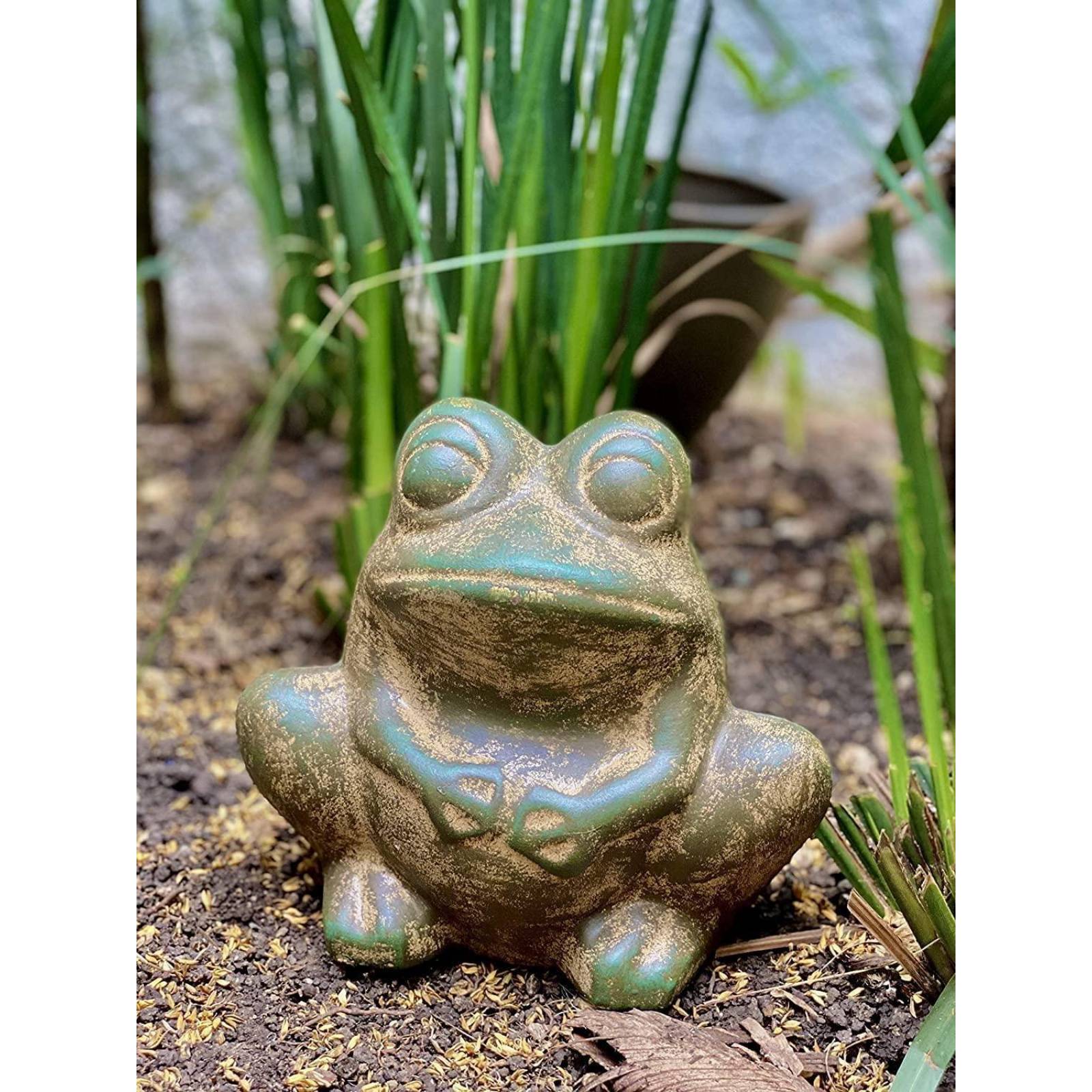 Figura de Rana Ceramica para jardin 22.86 cm Verde
