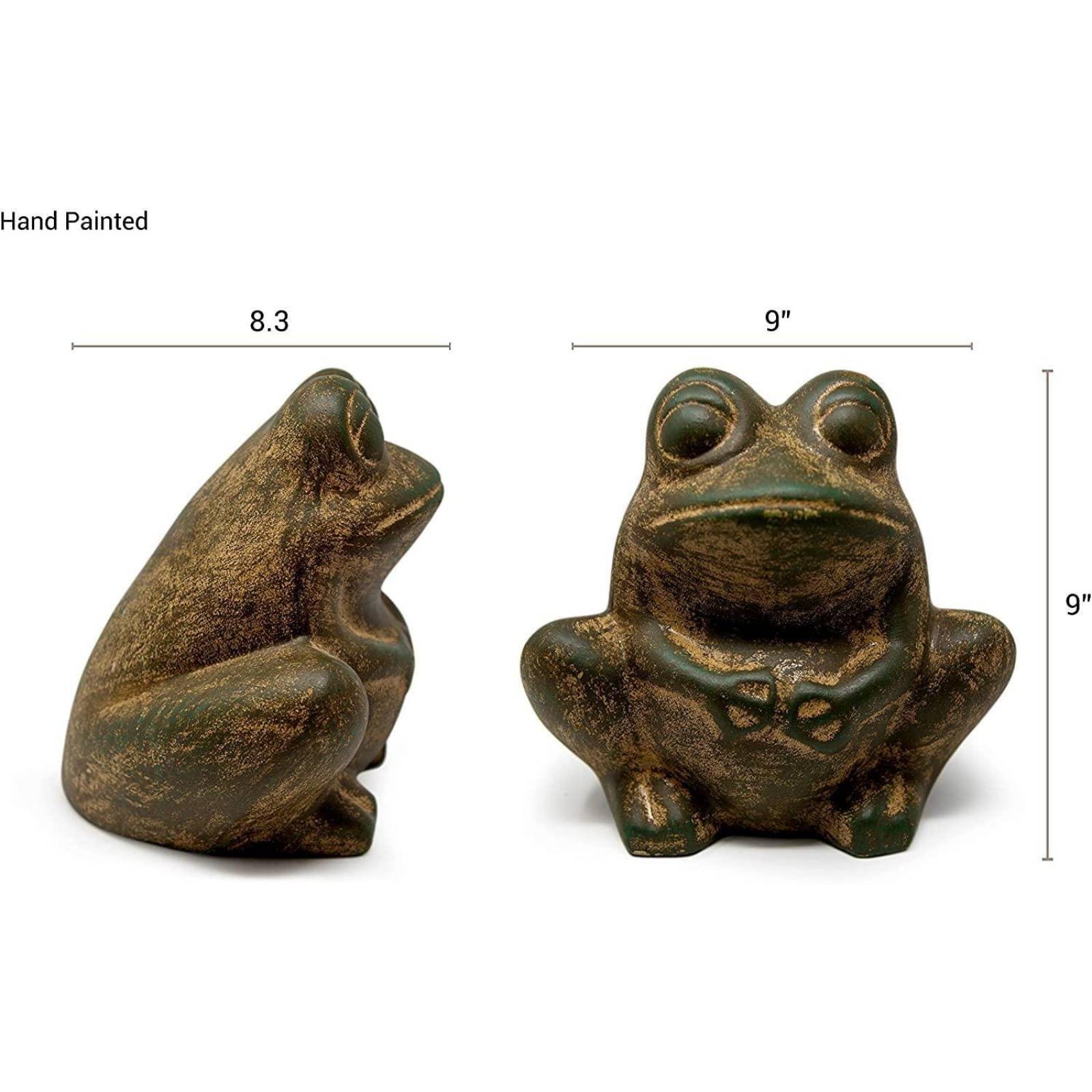 Figura de Rana Ceramica para jardin 22.86 cm Verde