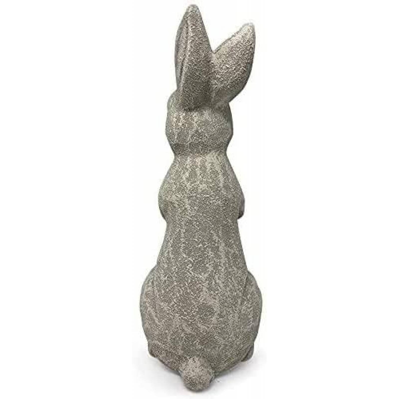 Figura de ceramica conejo de jardin, Acabado de Piedra Blanca