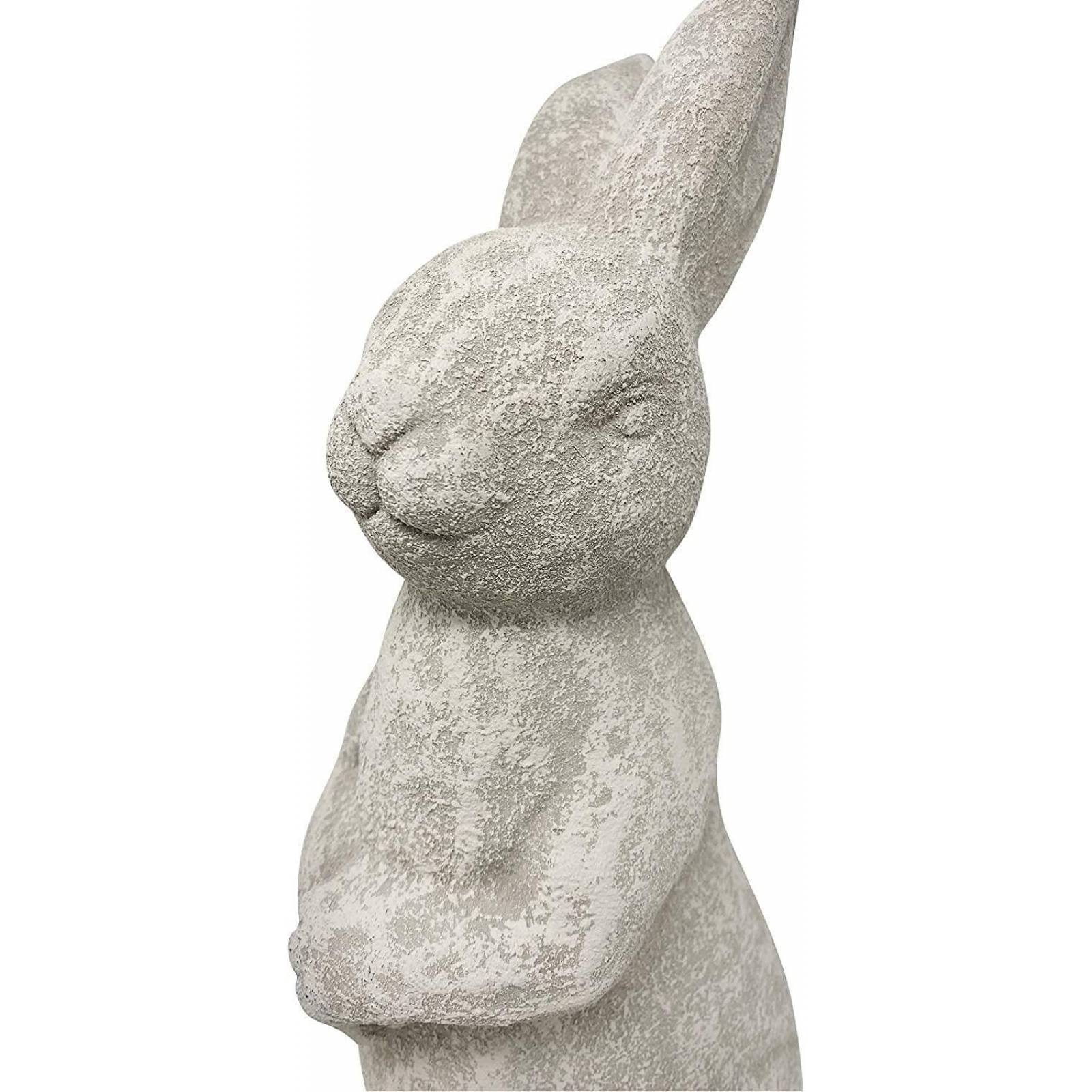 Figura de ceramica conejo de jardin, Acabado de Piedra Blanca