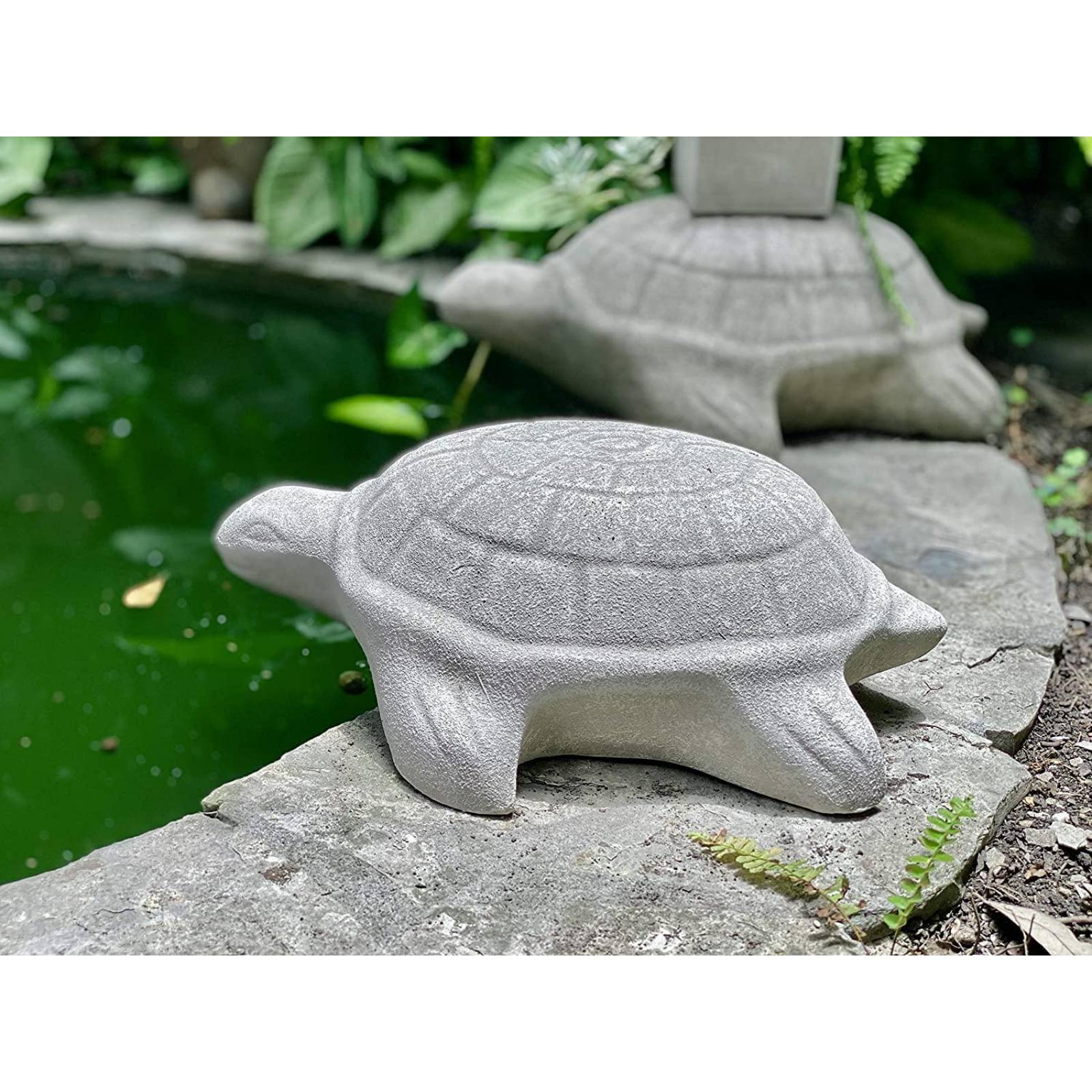 Figura de ceramica tortuga, Acabado Piedra Blanca Blanco