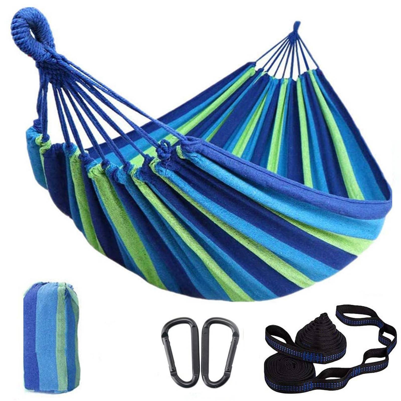 Hamaca de Tela de algodón Individual Franjas Azules Unitalla