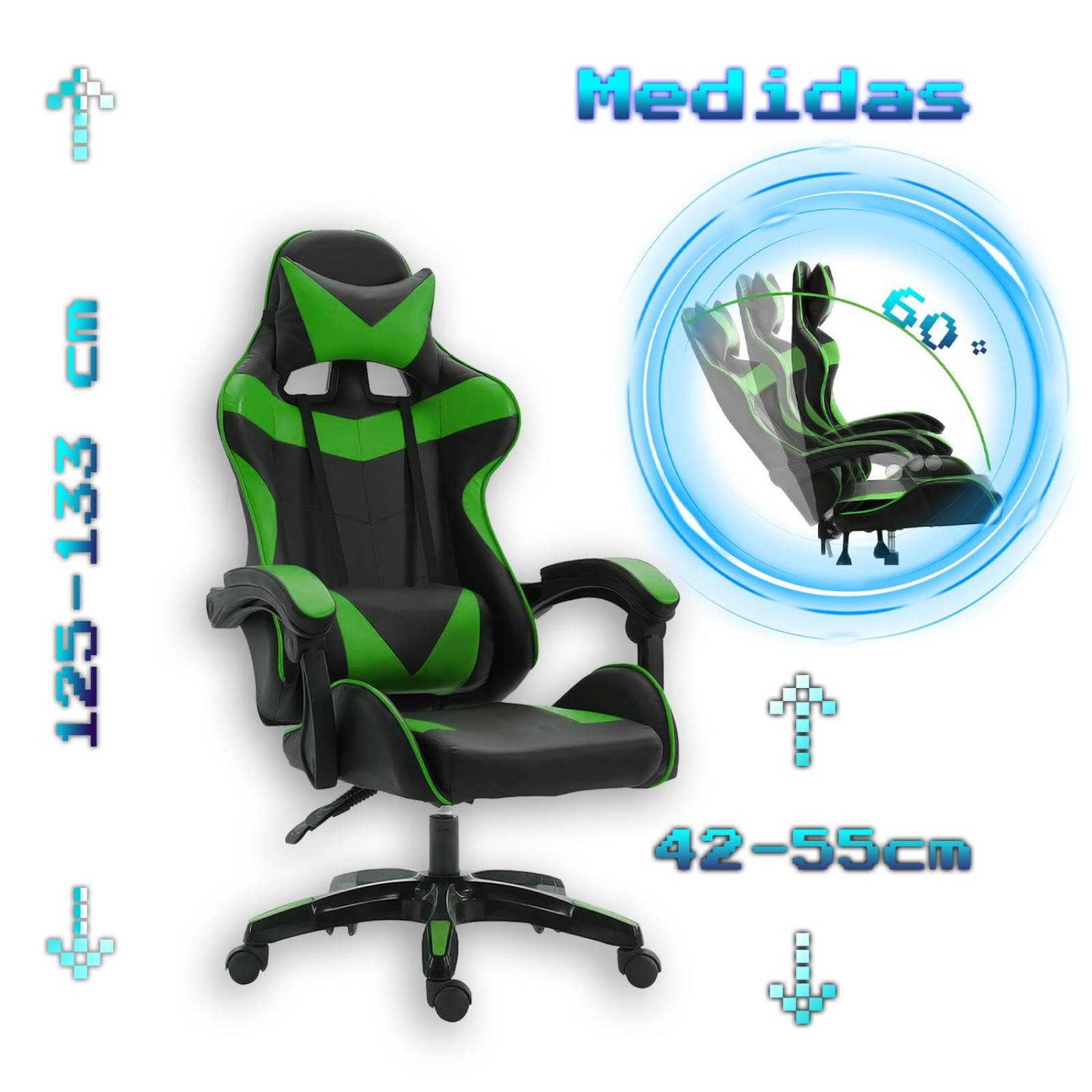 Silla Gamer Escritorio Ergonómica Reclinable Verde