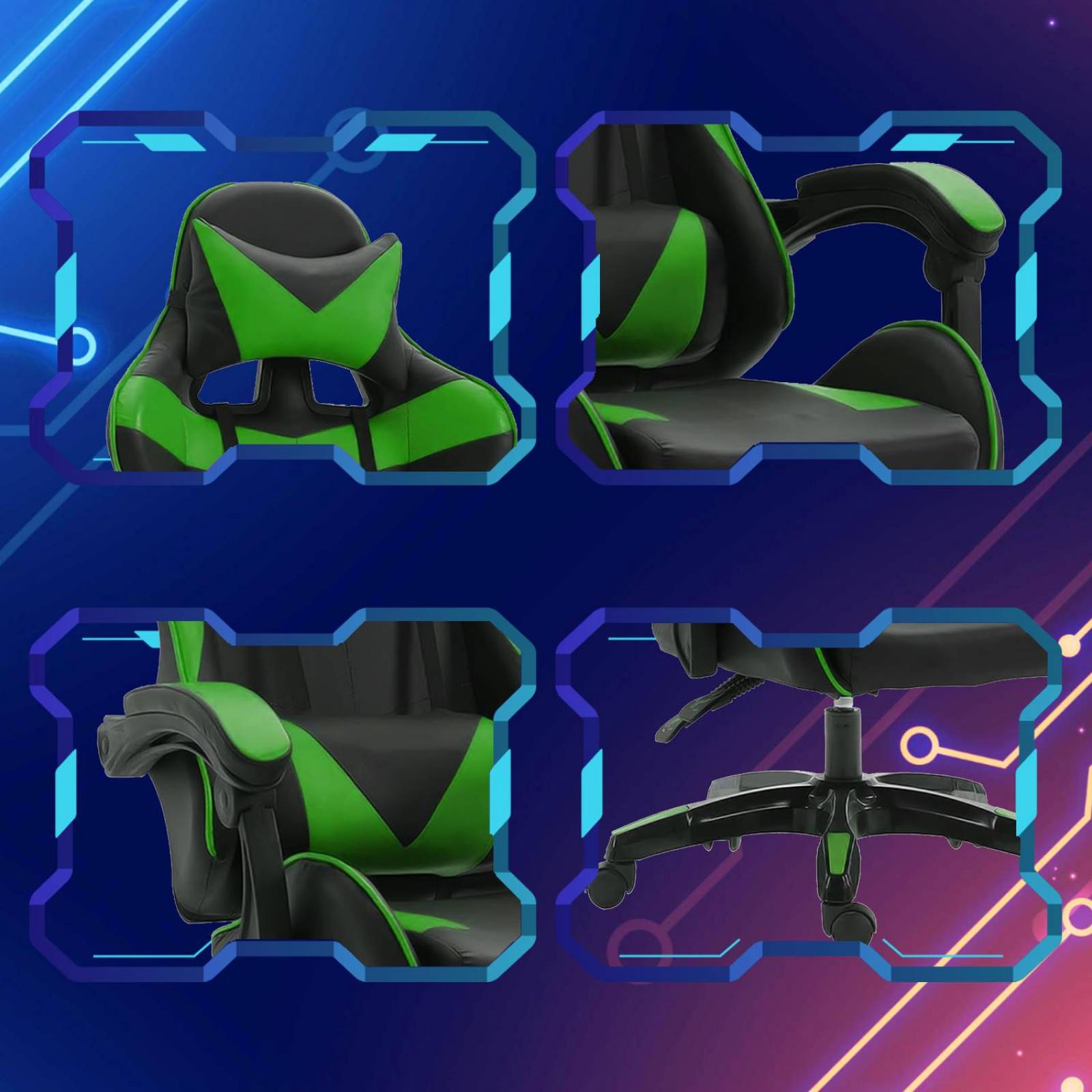 Silla Gamer Escritorio Ergonómica Reclinable Verde