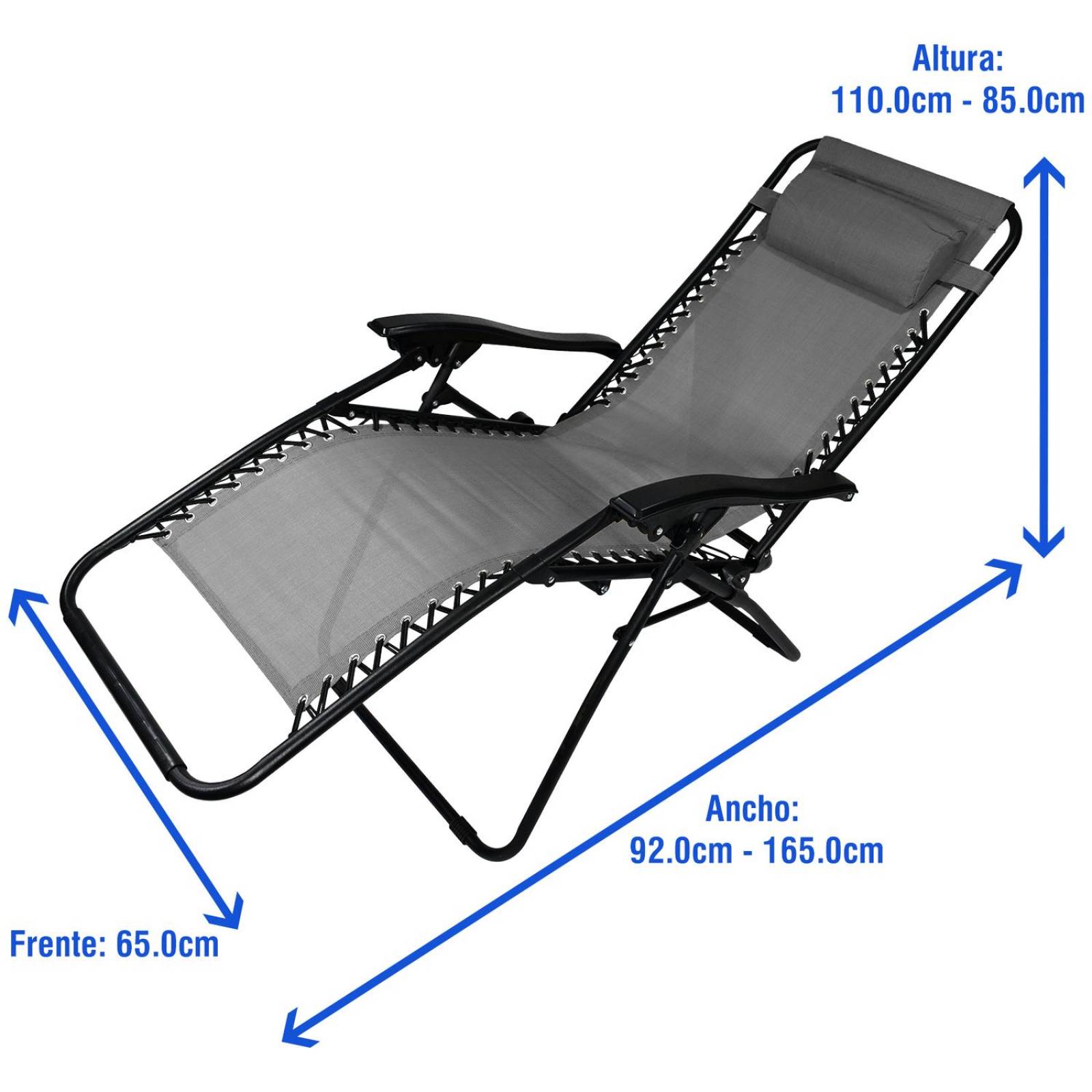 Silla Camastro Plegable Para Acampar Campig Playa Exterior Gris
