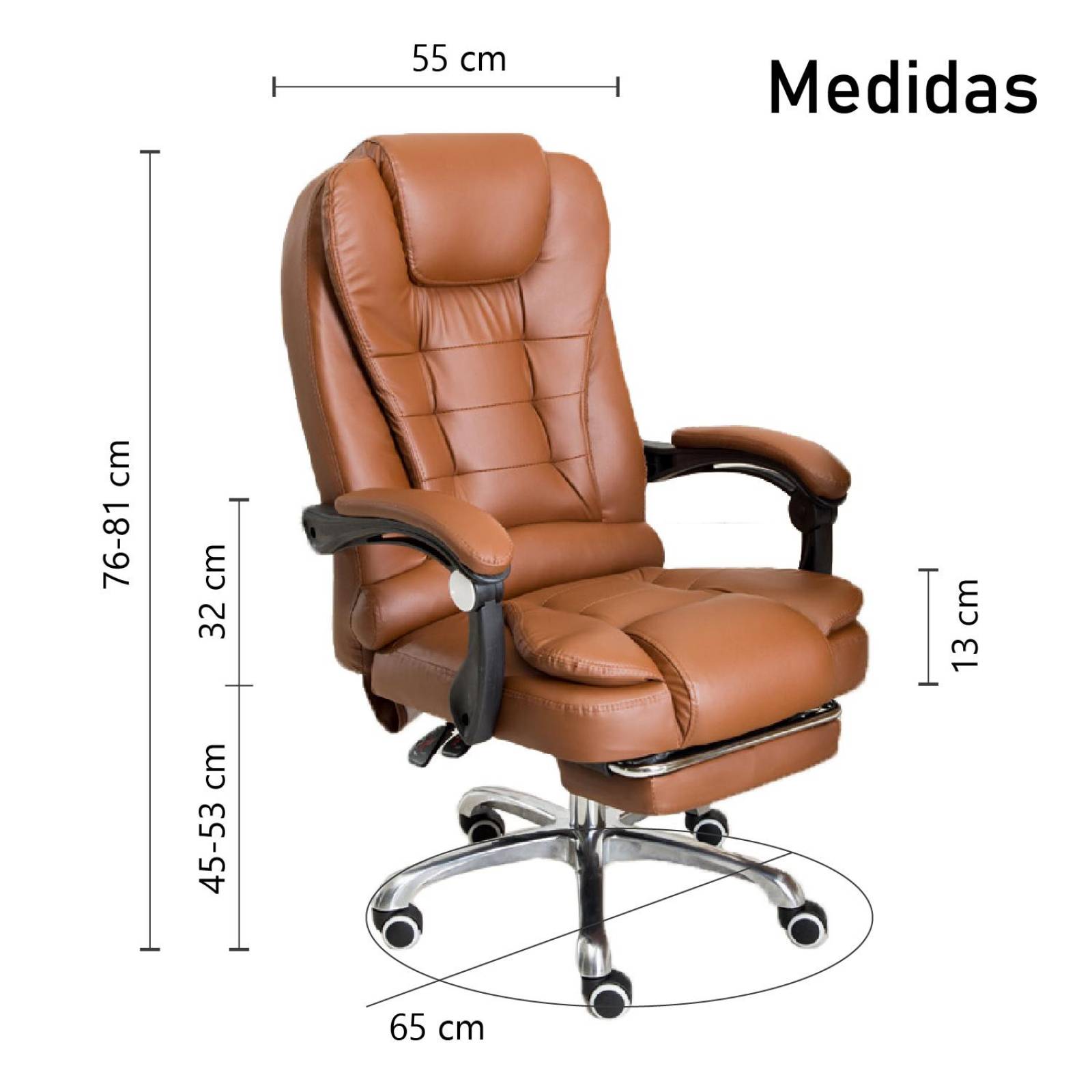 Silla Ejecutiva de Escritorio Oficina Ergonómica Reclinable Café