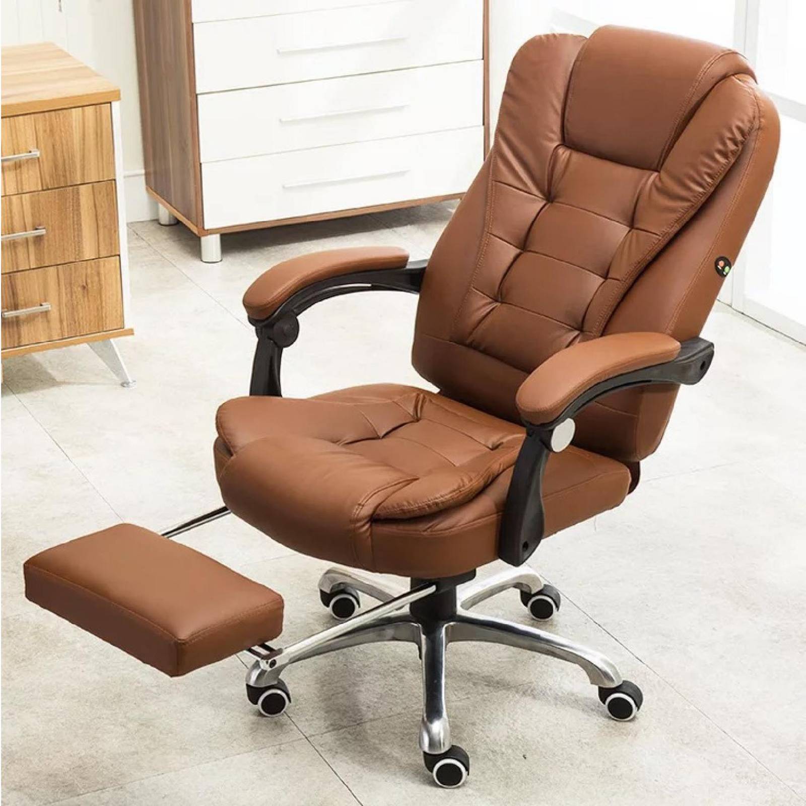 Silla Ejecutiva de Escritorio Oficina Ergonómica Reclinable Café